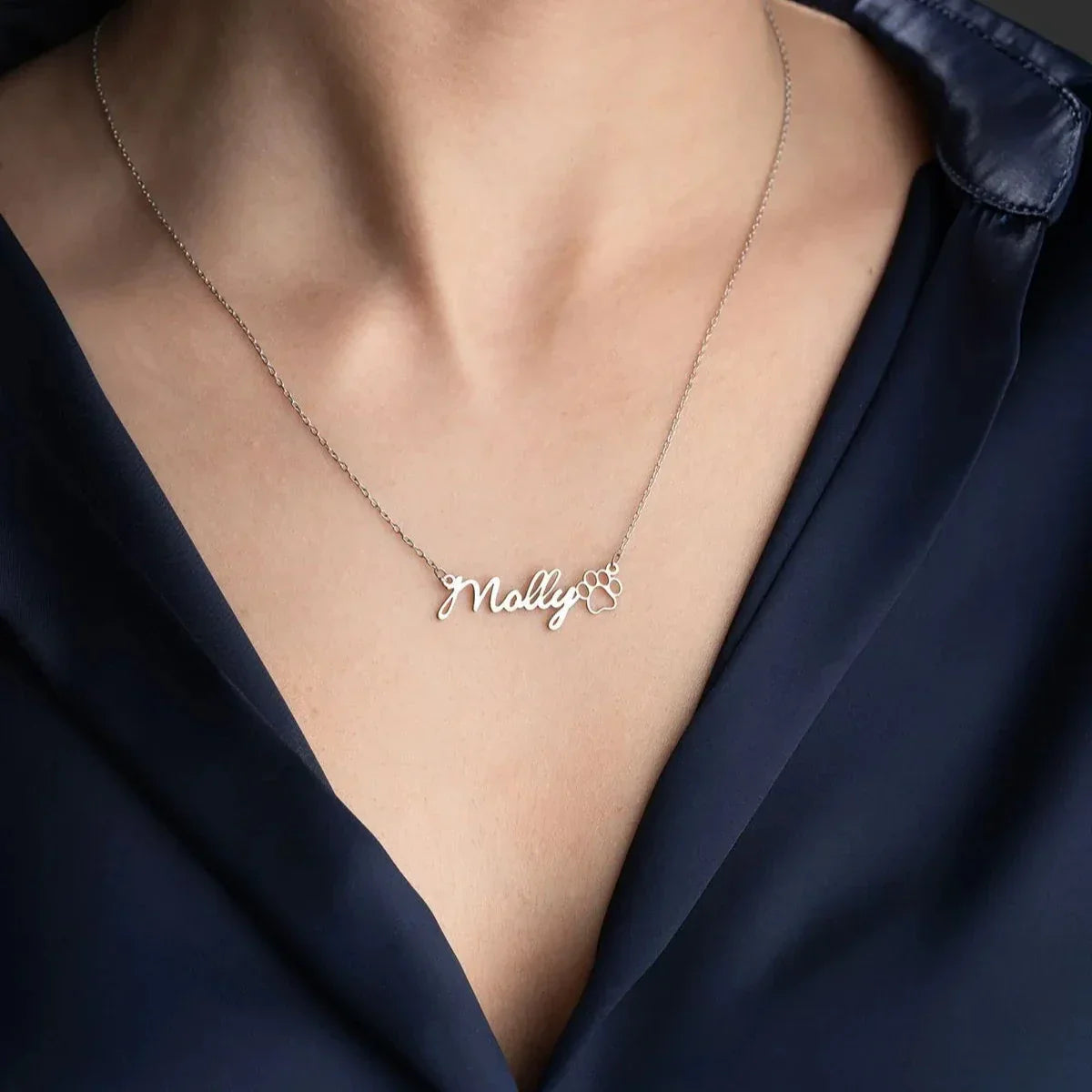 NAMENSKETTE MIT PFOTE | 925 SILBER