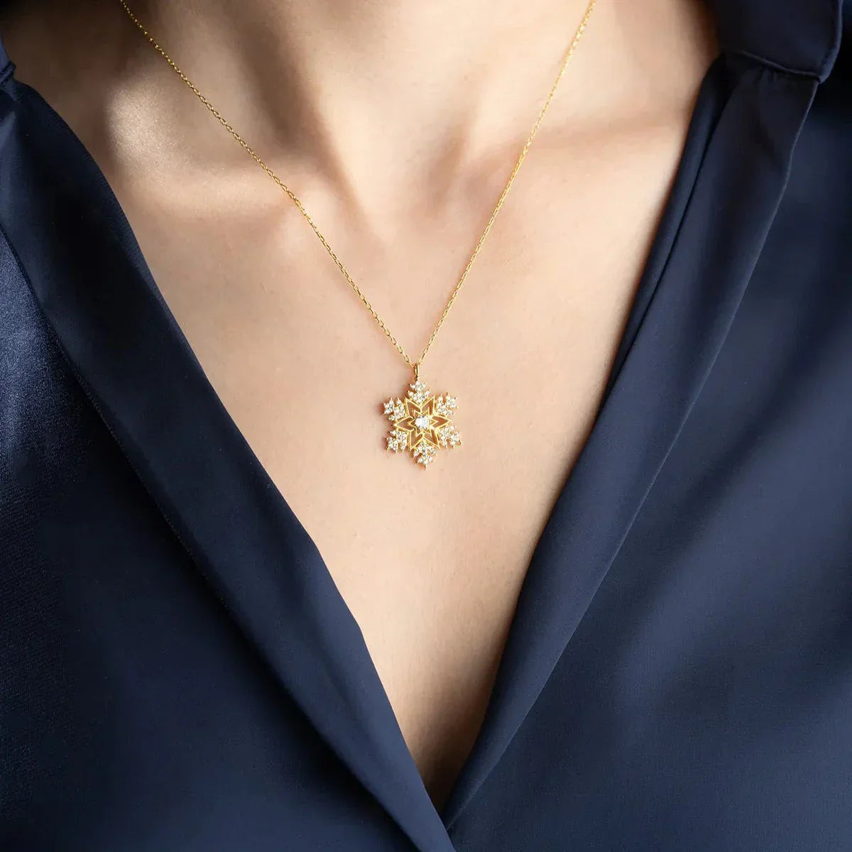 SCHNEEFLOCKE & STERN HALSKETTE | 925 SILBER