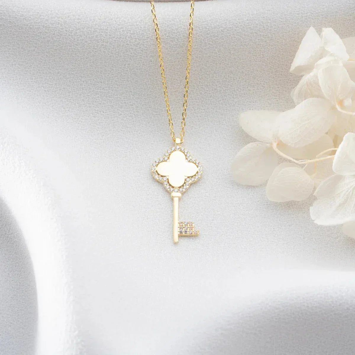 ZIRKONIA & SCHLÜSSEL HALSKETTE | 925 SILBER