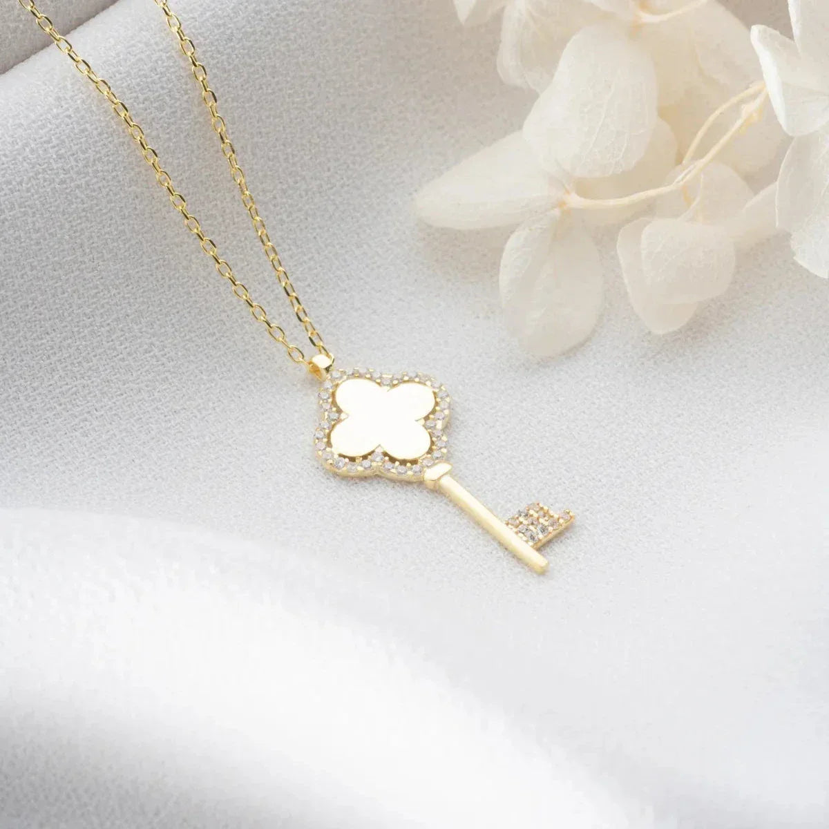 ZIRKONIA & SCHLÜSSEL HALSKETTE | 925 SILBER