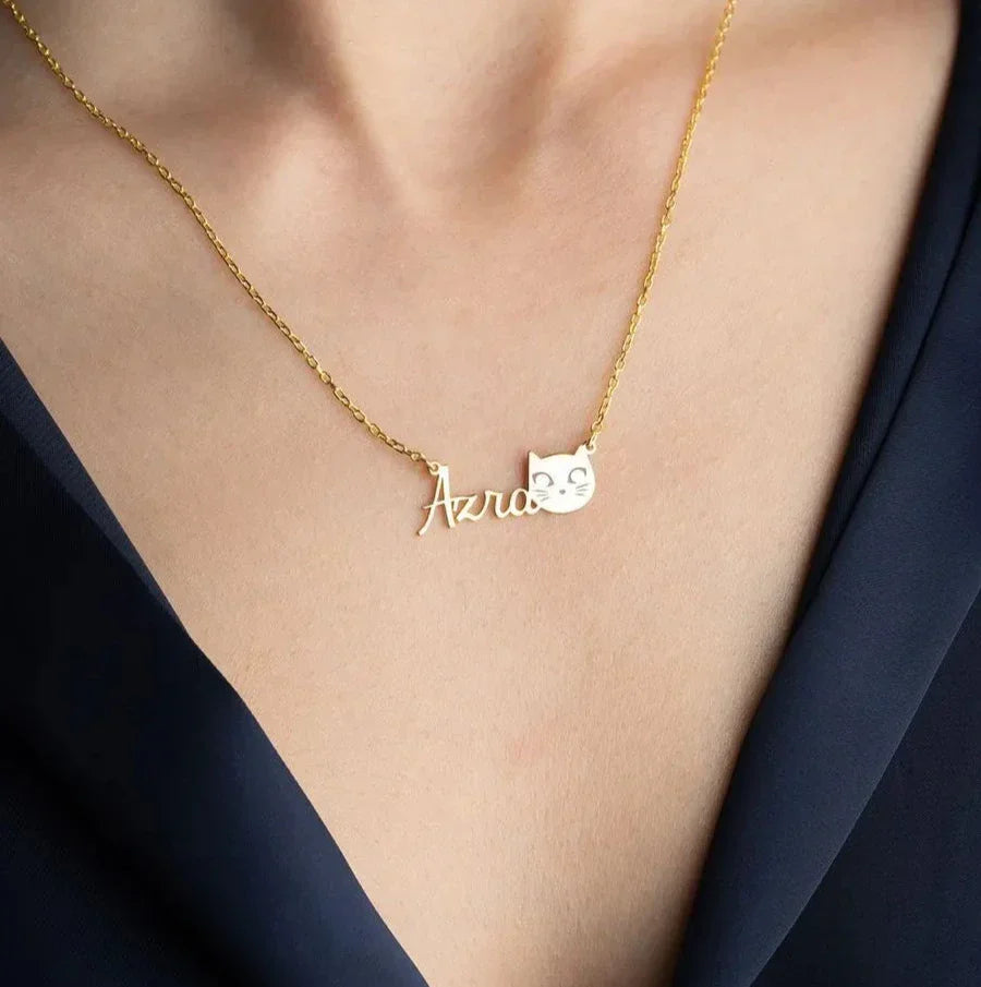 NAMENSKETTE MIT KATZE | 925 SILBER