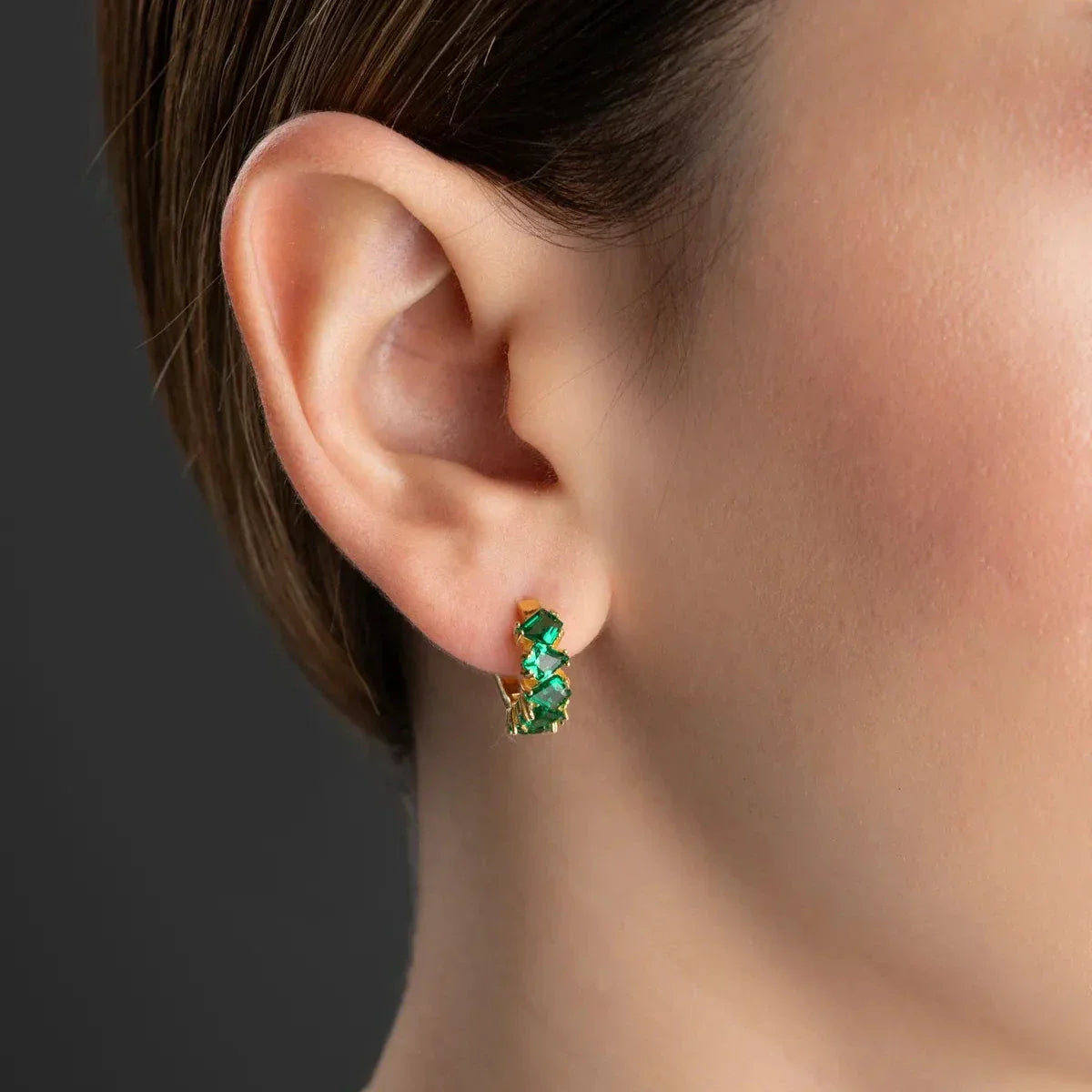 ZÜMRÜT GRÜNE BAGUETTE STEIN OHRRINGE | 925 SILBER