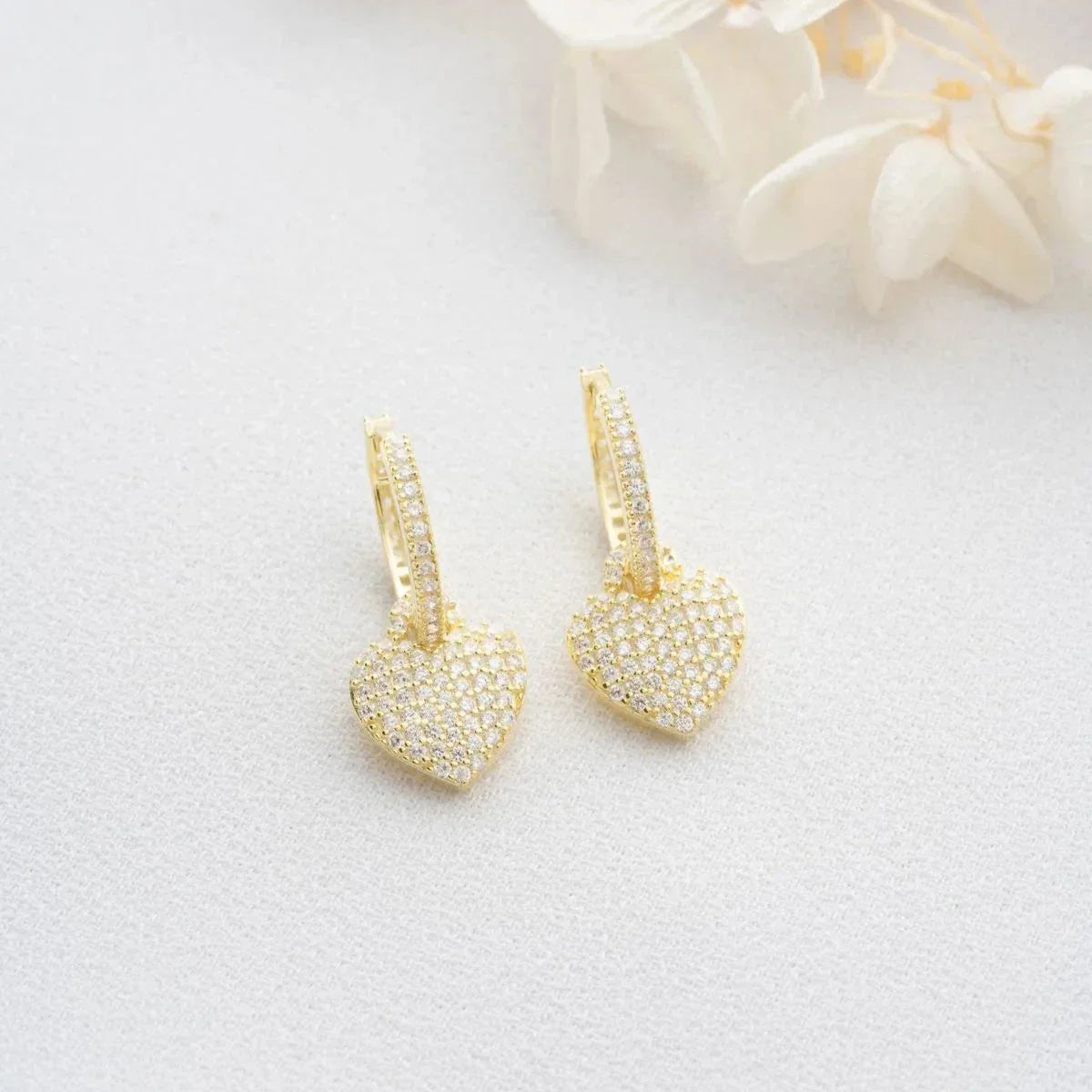 ZIRKONIA HERZ OHRRINGE | 925 SILBER