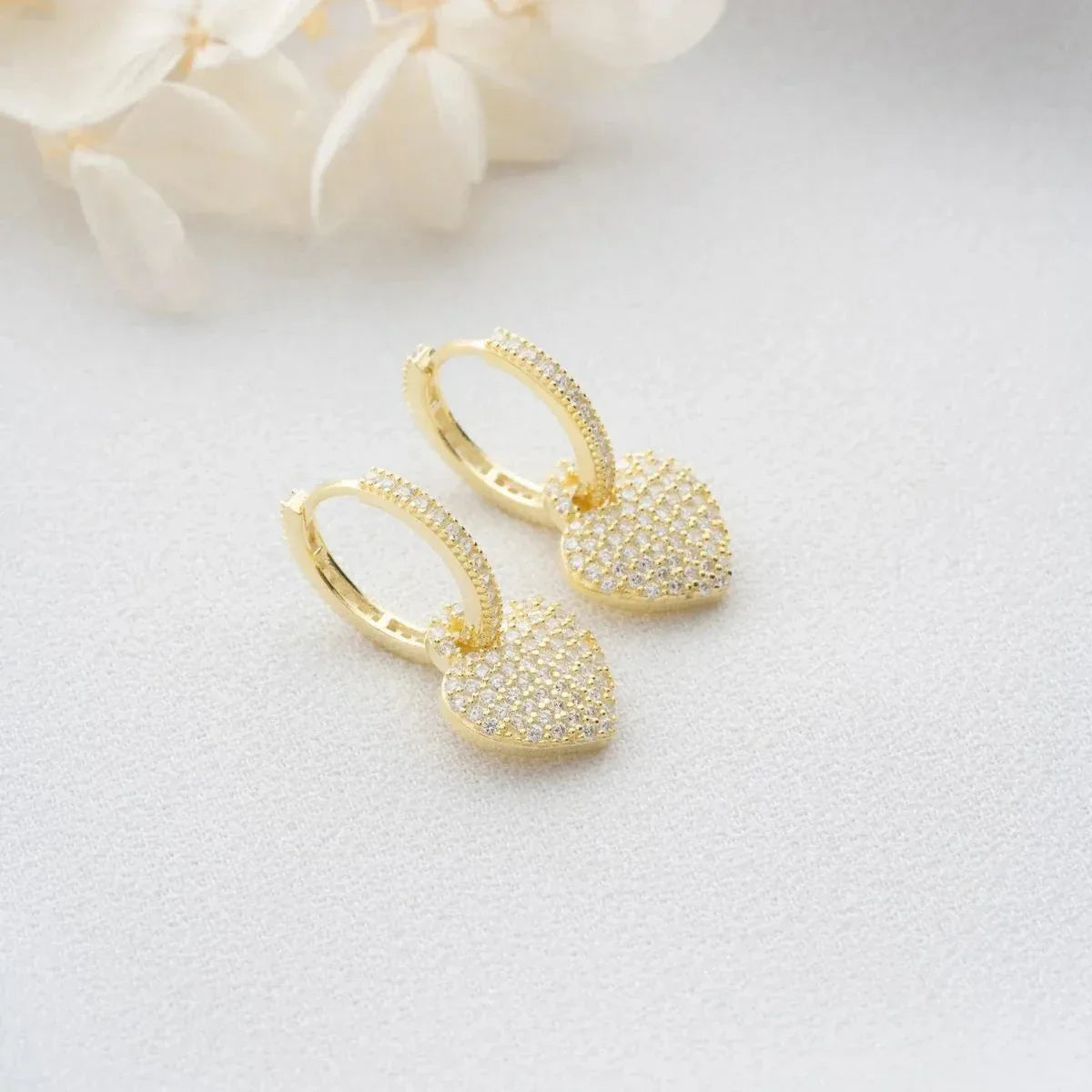 ZIRKONIA HERZ OHRRINGE | 925 SILBER