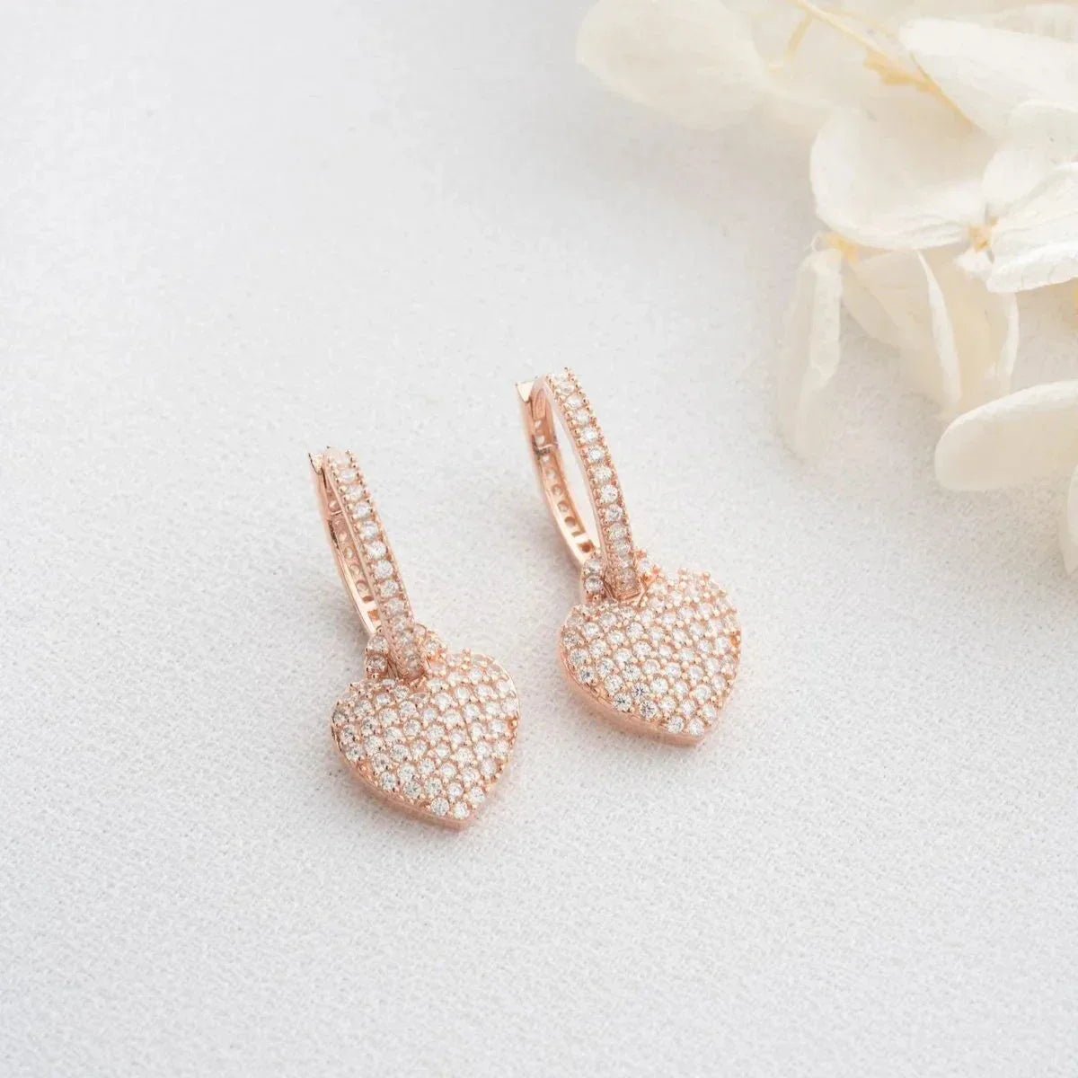 ZIRKONIA HERZ OHRRINGE | 925 SILBER