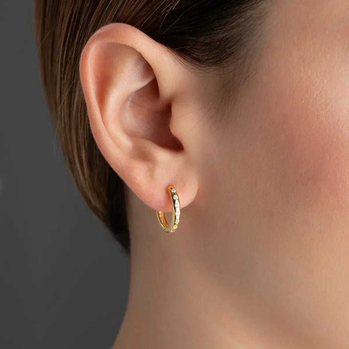 MINI CREOLEN ZIRKONIA OHRRING | 925 SILBER