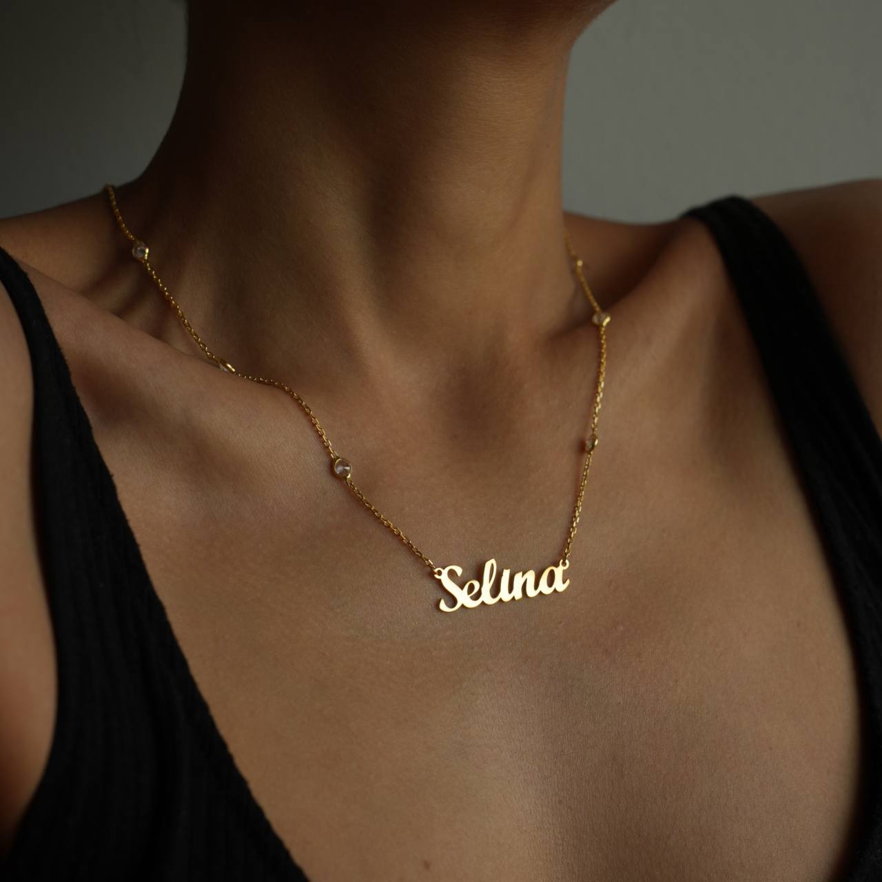 DOUBLE ZIRKONIA NAMENS HALSKETTE | 925 SILBER