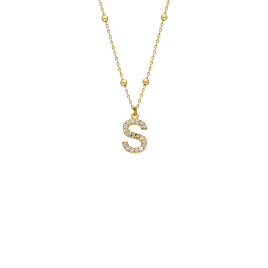 Zirkonia Vintage Letter Necklace (7068232843309)
