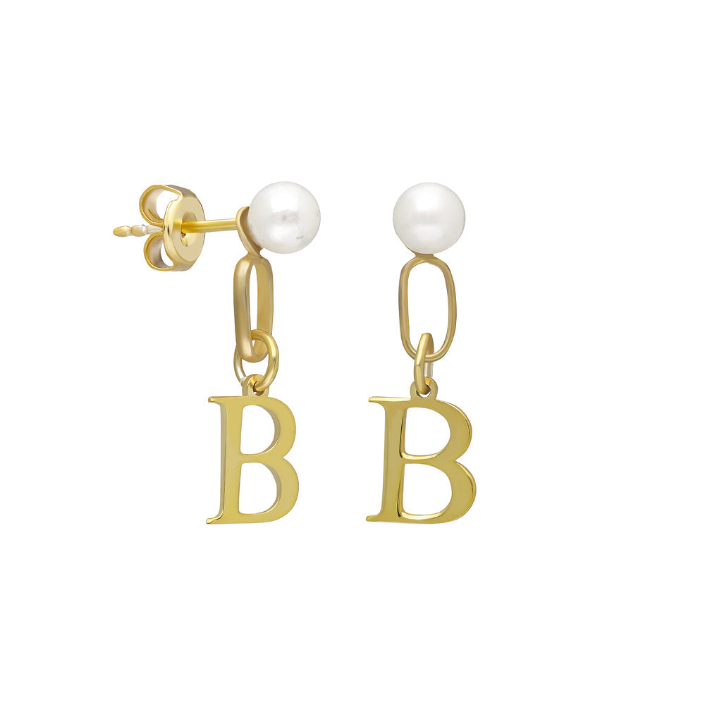 PERLEN BUCHSTABEN OHRRINGE | 925 SILBER