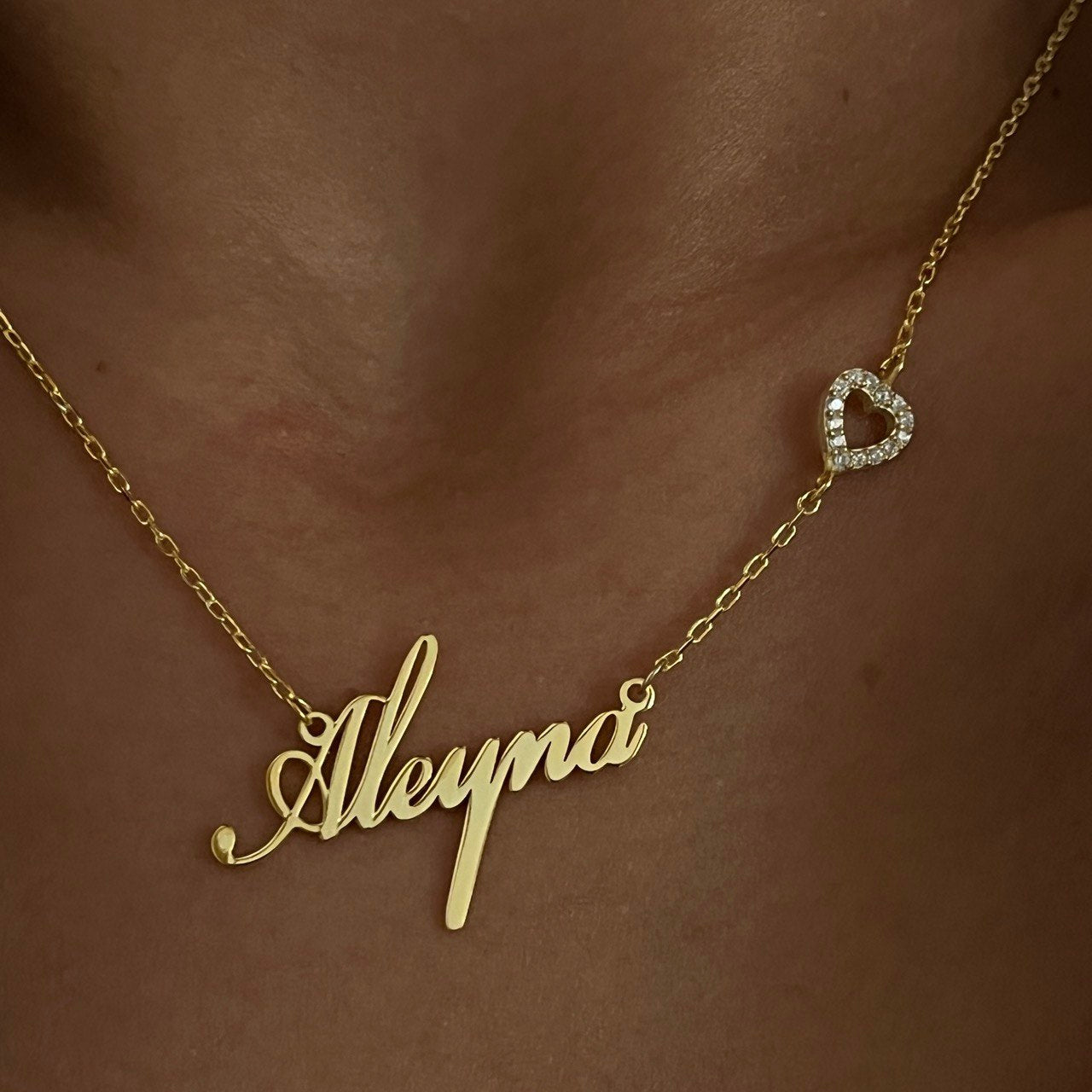 NAMENSKETTE MIT ZIRKONIA HERZ | 925 SILBER