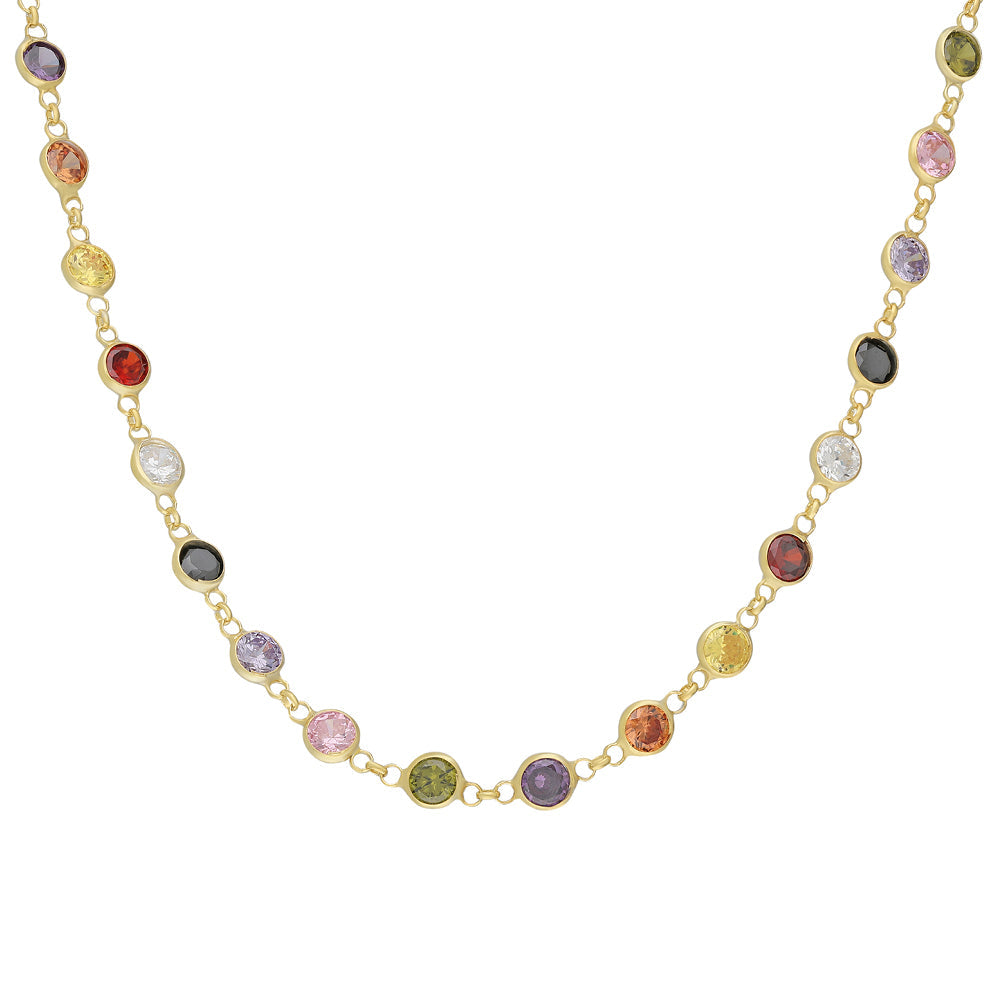 COLORFULL ZIRKONIA STEIN HALSKETTE | 925 SILBER