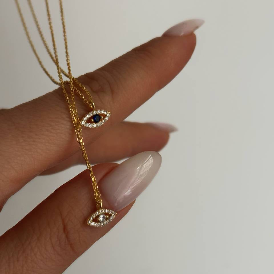 MINI ZIRKON AUGEN HALSKETTE | 925 SILBER