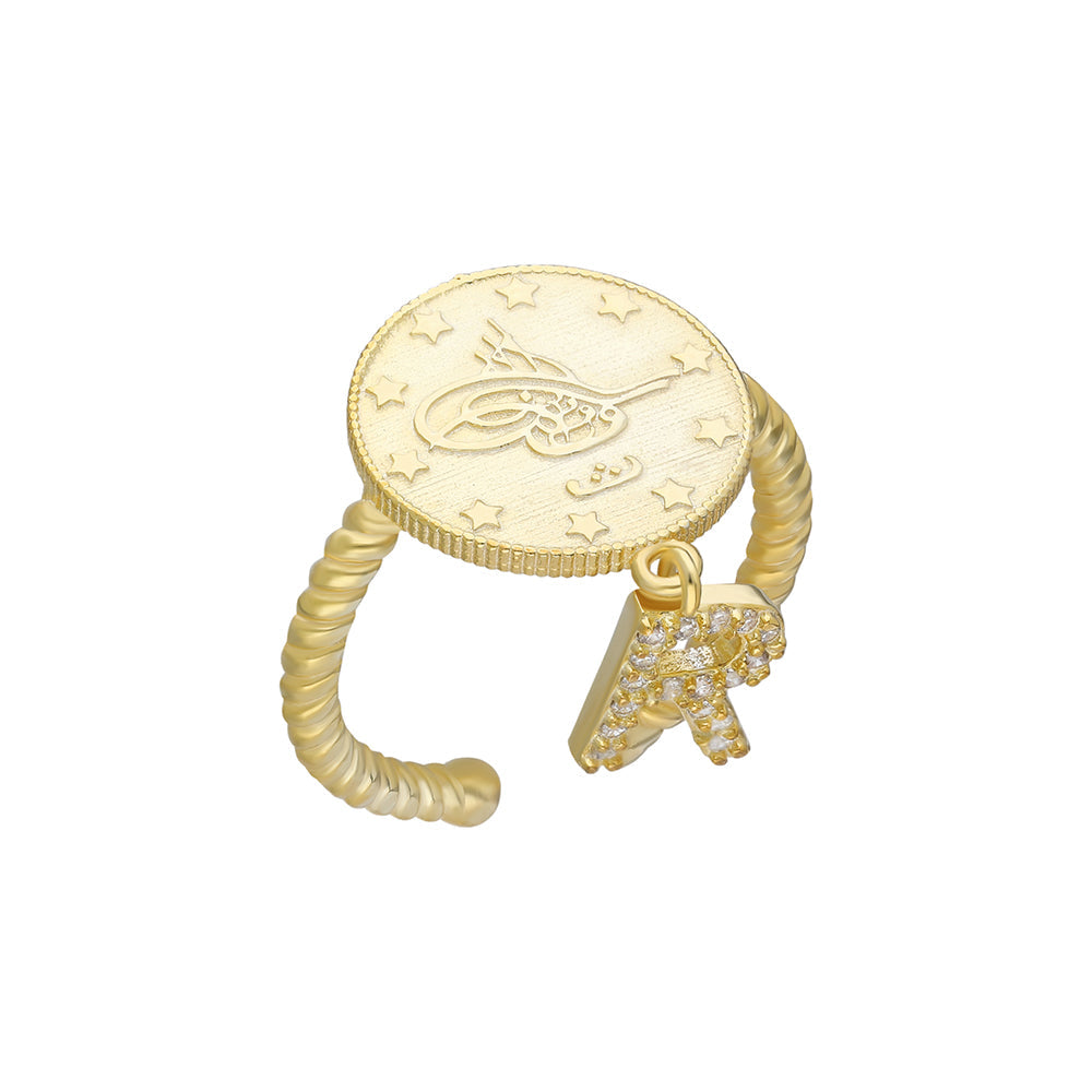 RESAT RING MIT ZIRKONIA BUCHSTABEN | 925 SILBER