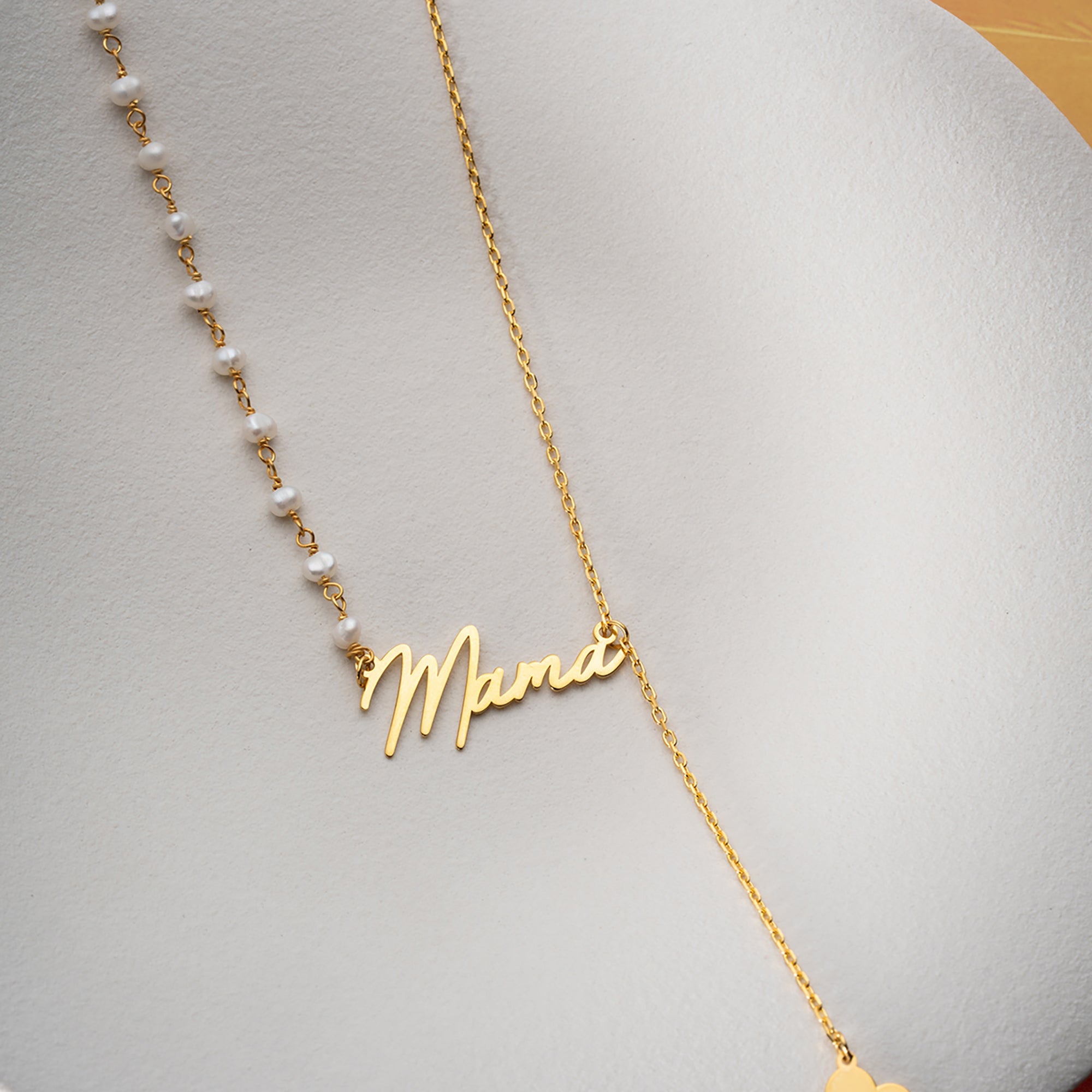 PEARL HEART NAMENS KETTE | 925 SILBER