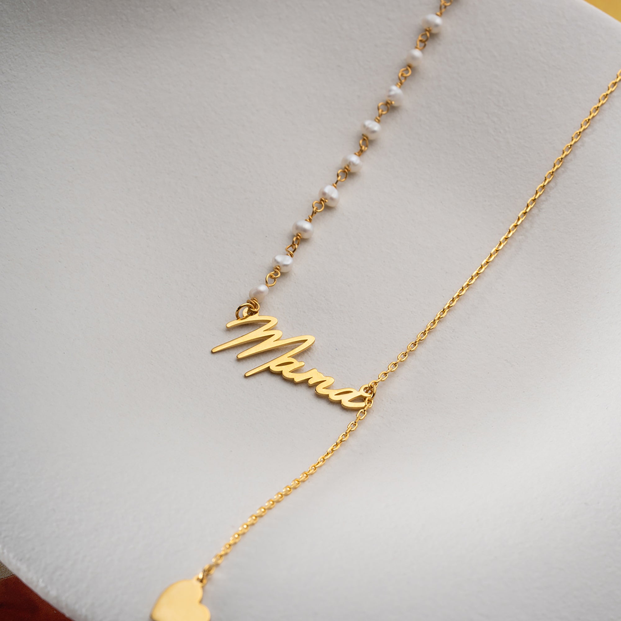 PEARL HEART NAMENS KETTE | 925 SILBER