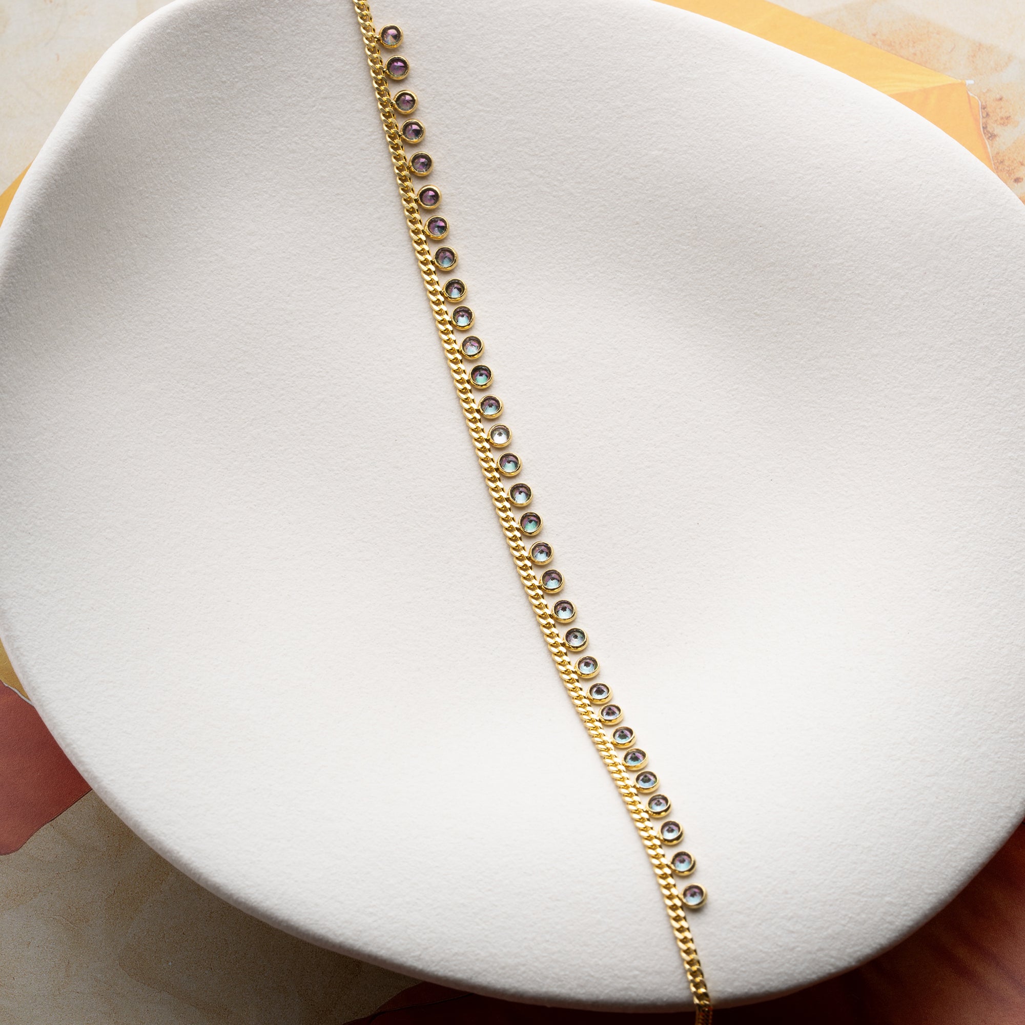 MULTI STONE FUSSKETTE | 925 SILBER.