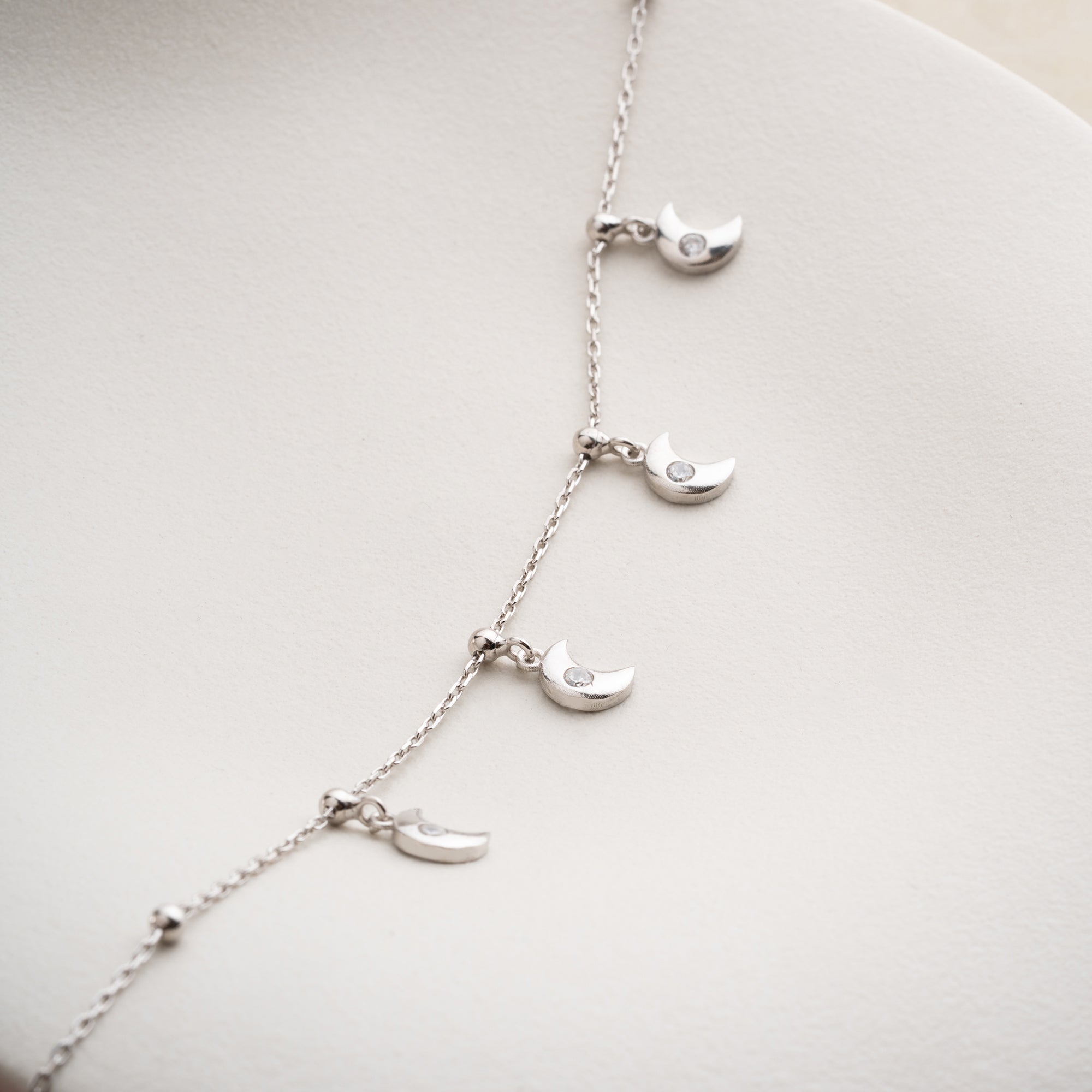 HALBMOND FUSSKETTE | 925 SILBER