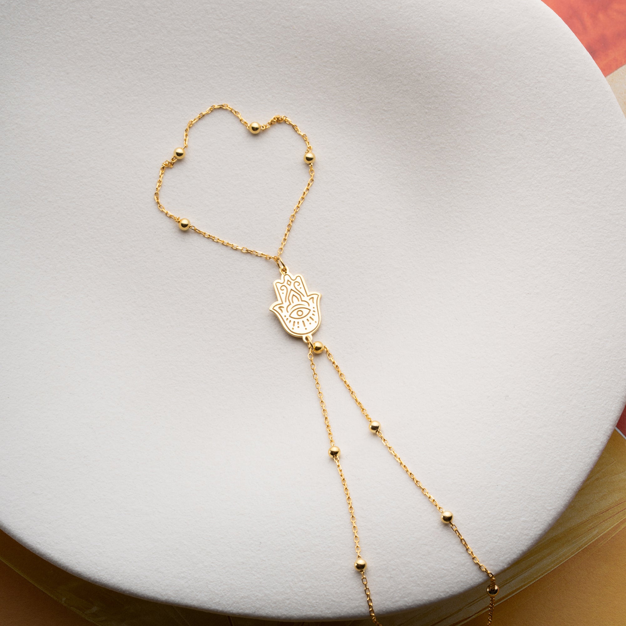 GEMUSTERTE FATIMAS HAND HANDKETTE | 925 SILBER