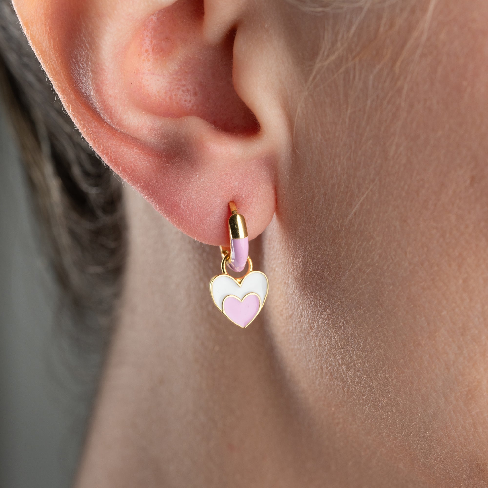 KINDER ZWEIER HERZ OHRRINGE | 925 SILBER