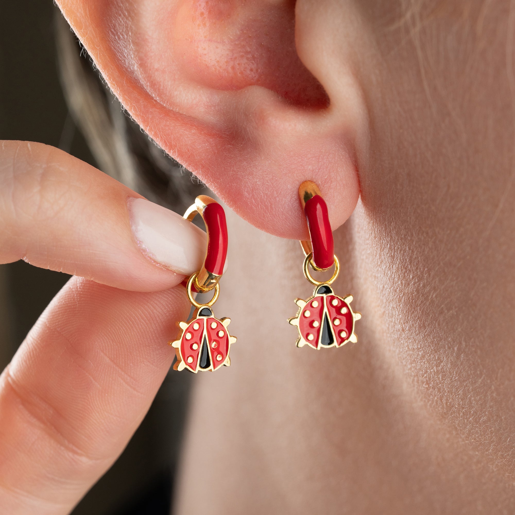 KINDER MARIENKÄFER OHRRINGE | 925 SILBER