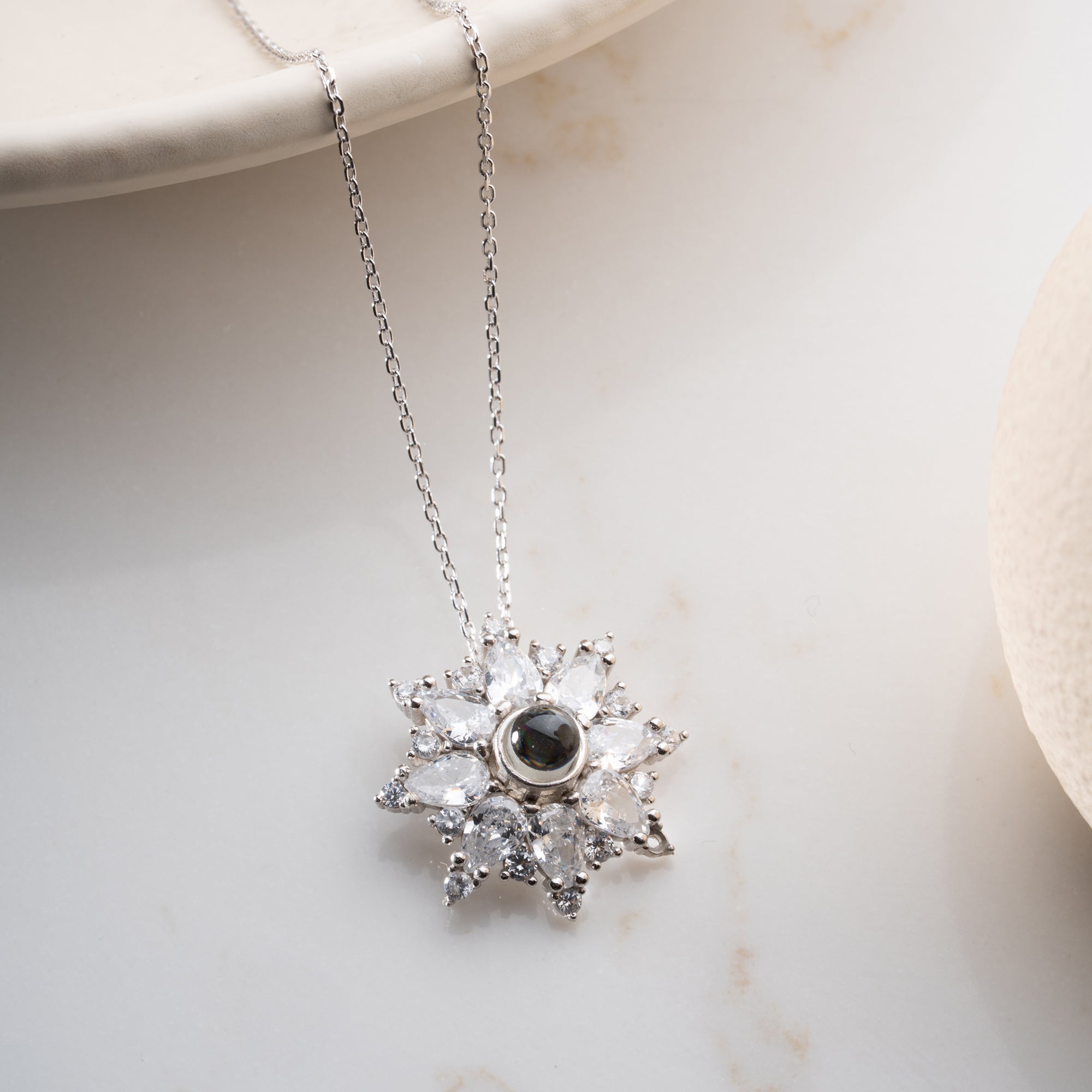 KRISTALL LOTUS KETTE | 925 SILBER