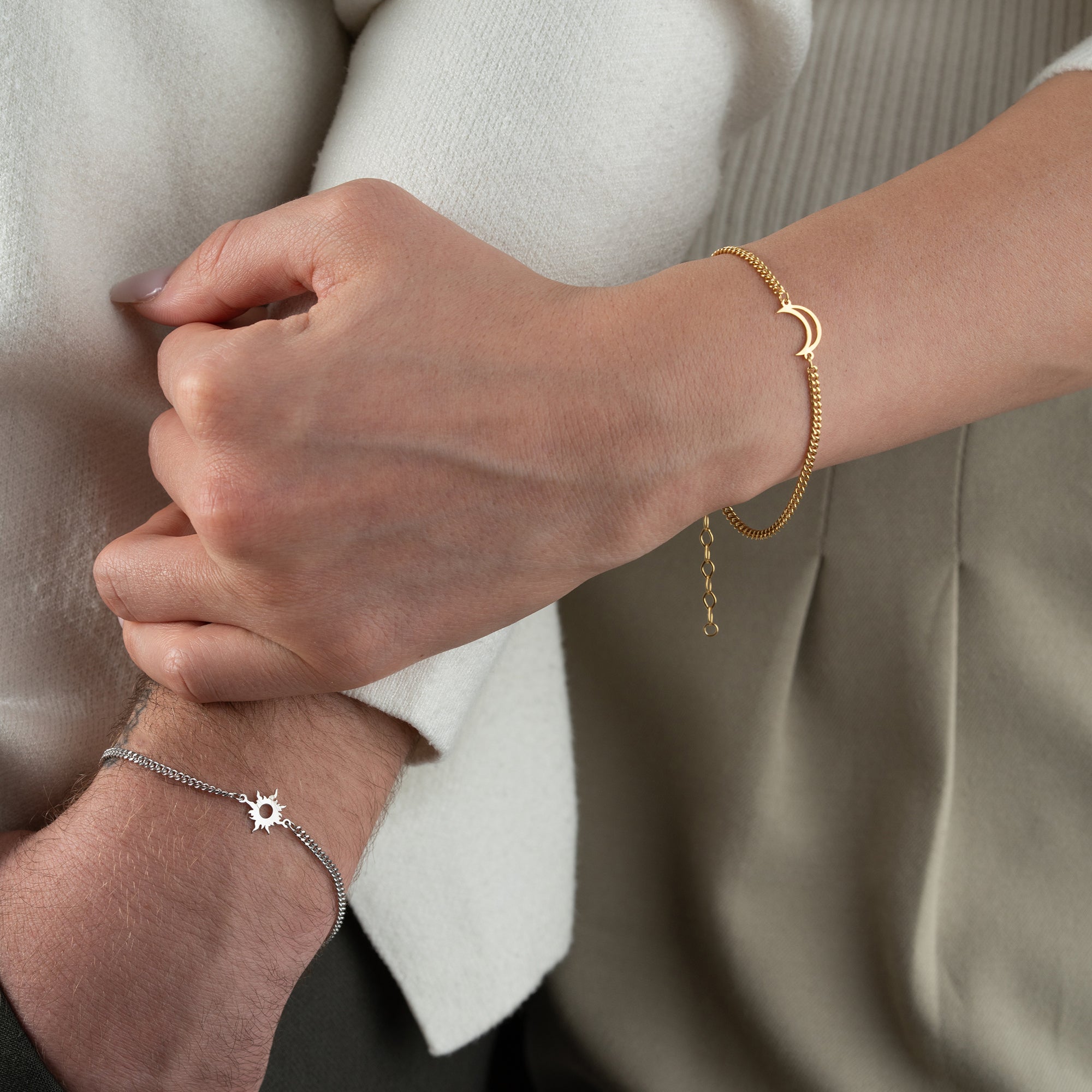 MOND UND SONNE PARTNERARMBAND | 925 SILBER