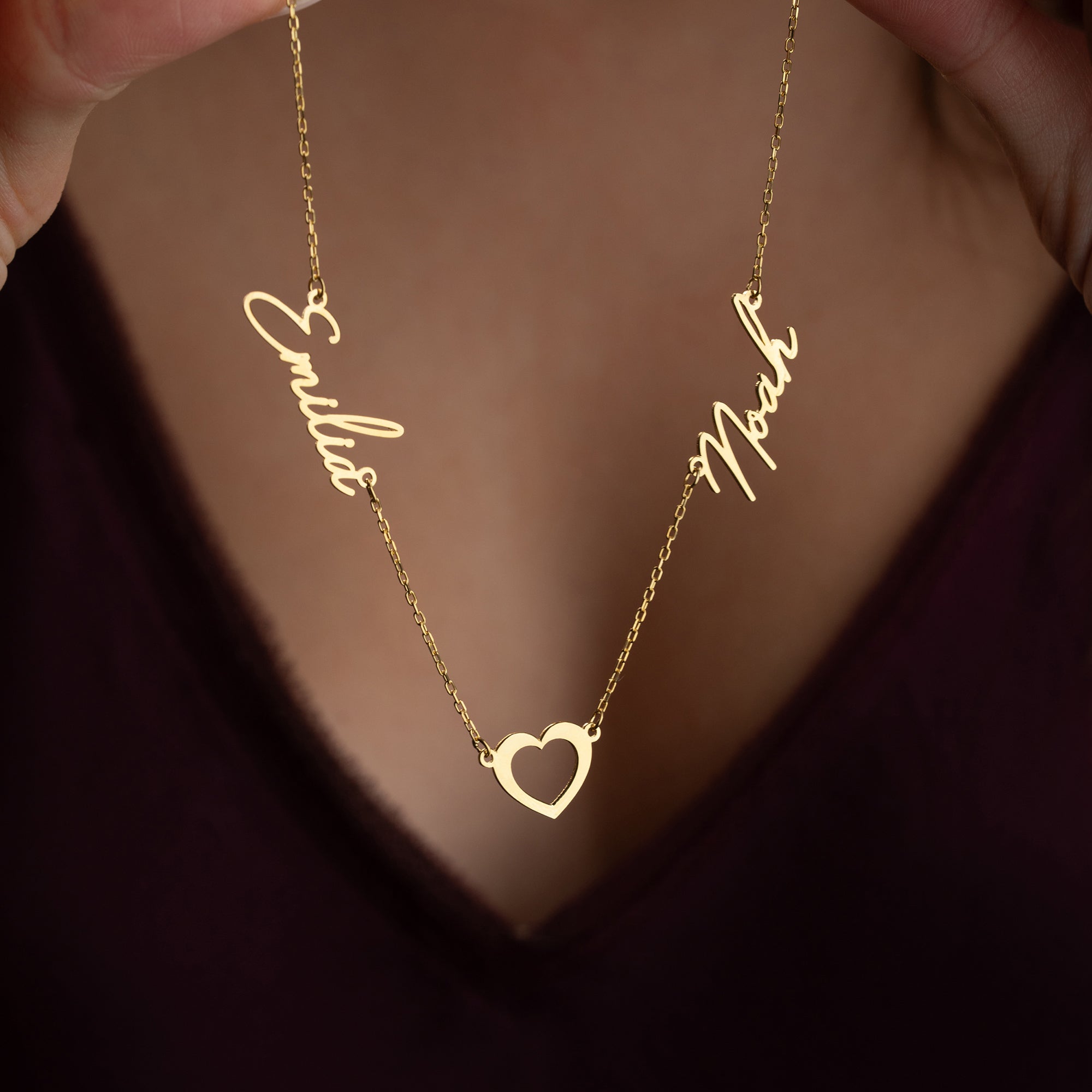 2'ER NAMENSKETTE MIT HERZ | 925 SILBER