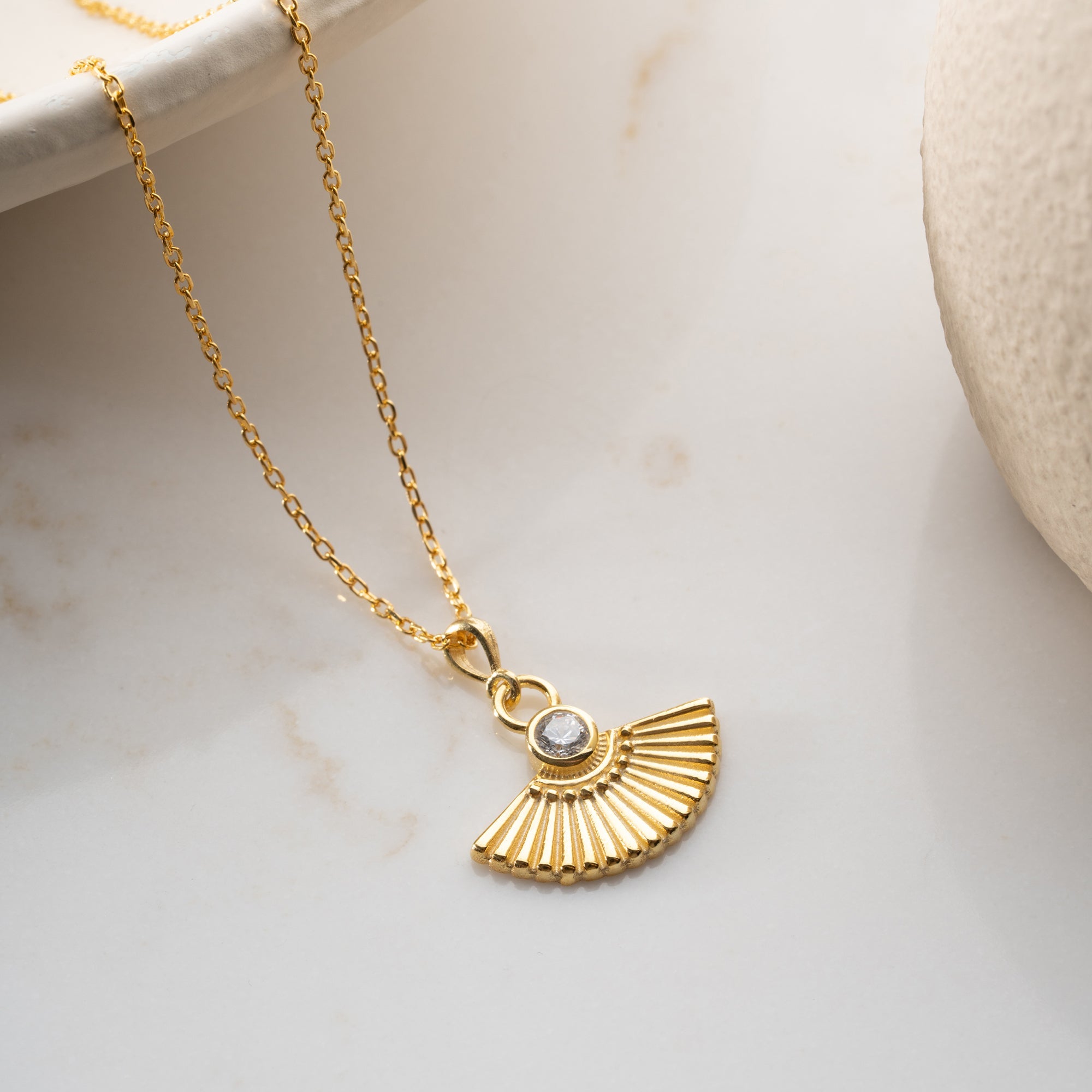 ZIRKONIA FÄCHER HALSKETTE | 925 SILBER