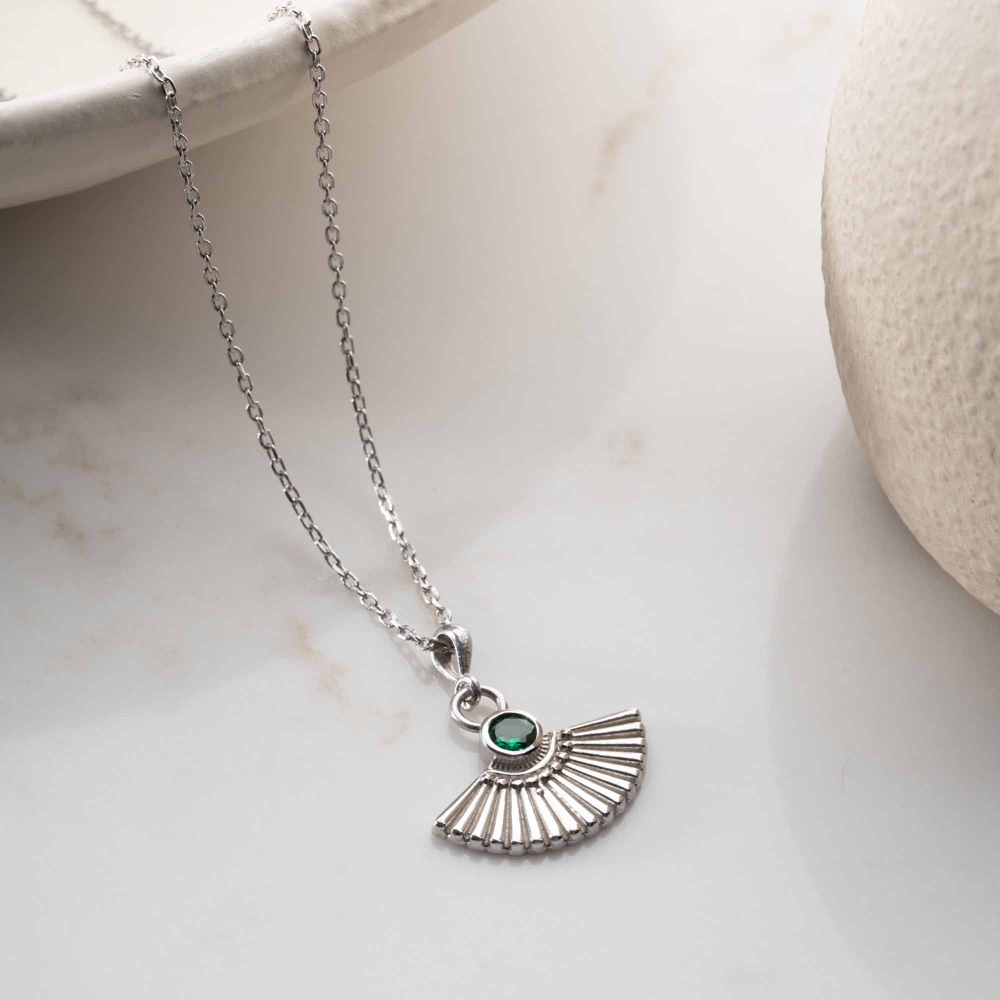 ZIRKONIA FÄCHER HALSKETTE | 925 SILBER