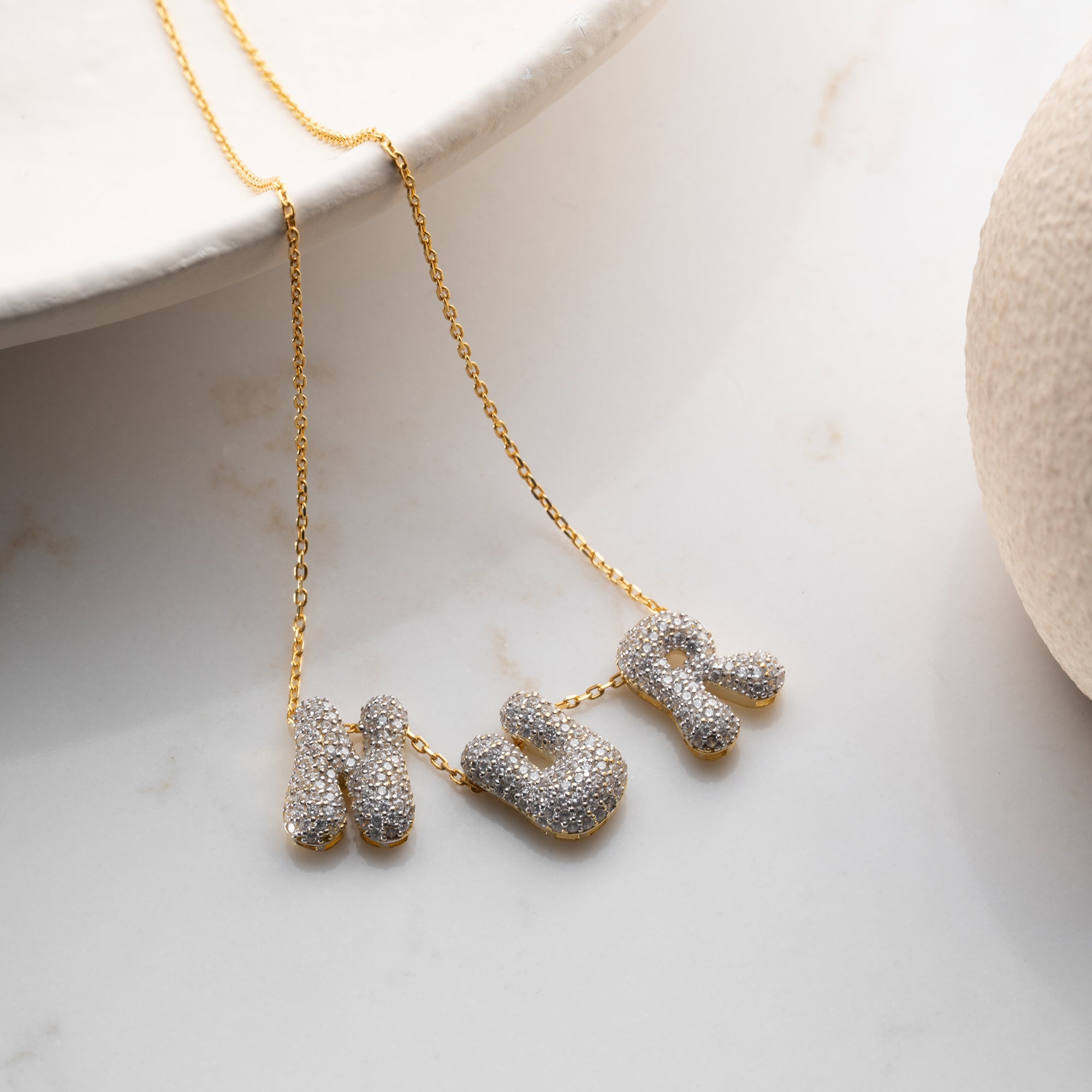 BUBBLE ZIRKONIA NAMENSKETTE | 925 SILBER