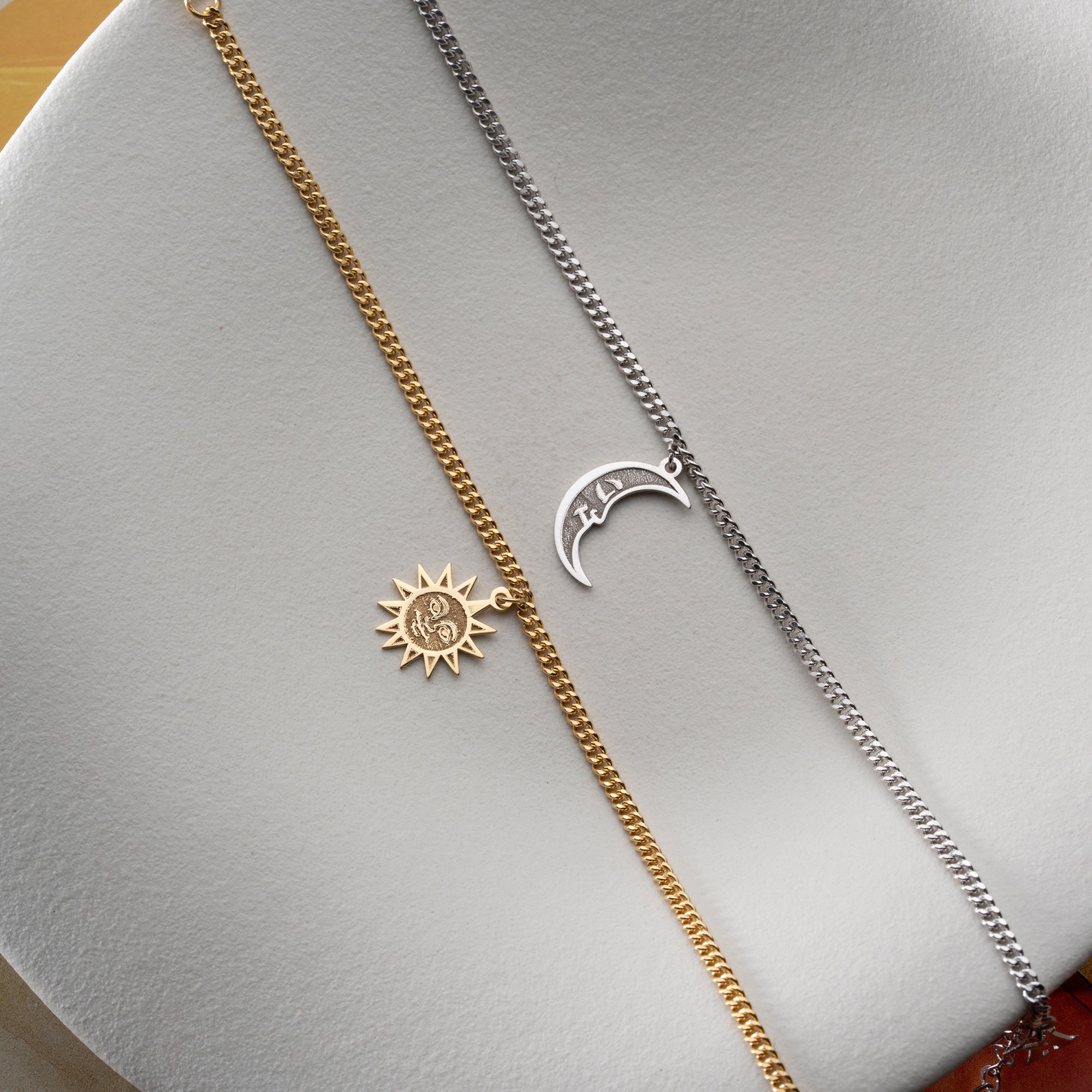 SONNE UND MOND BUCHSTABE PARTNERARMBAND | 925 SILBER