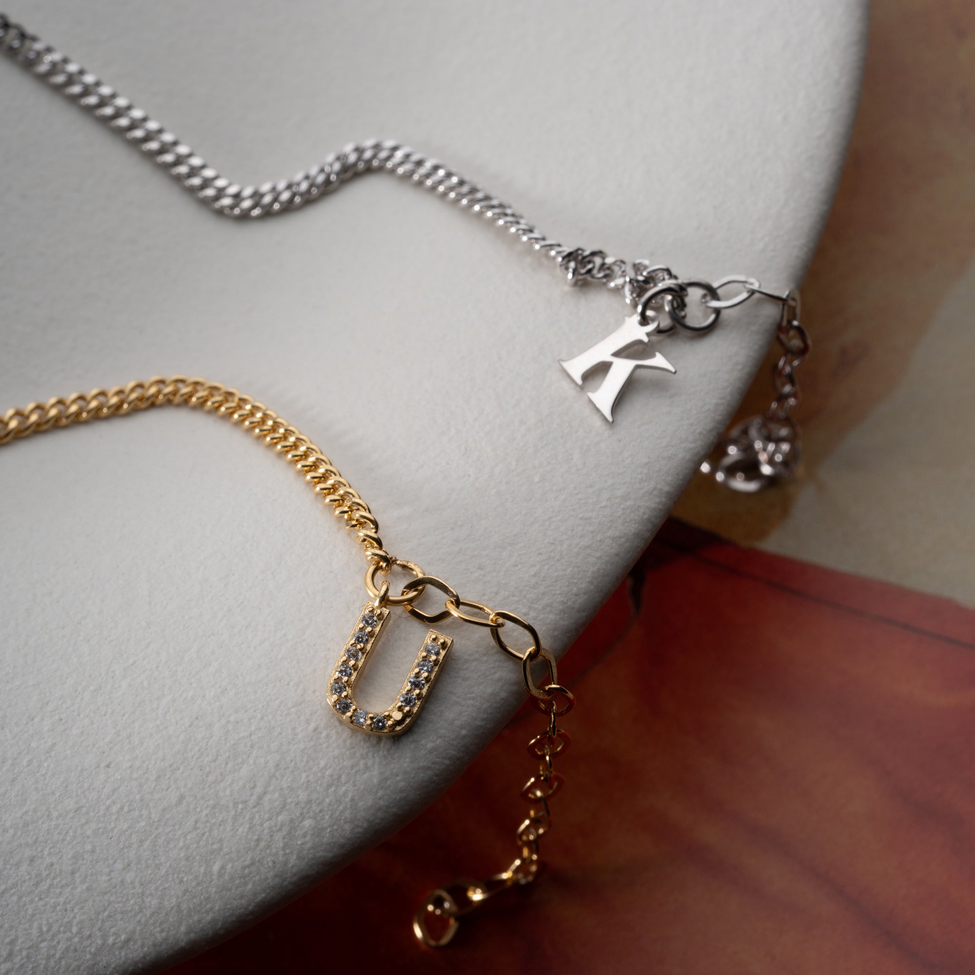 SONNE UND MOND BUCHSTABE PARTNERARMBAND | 925 SILBER