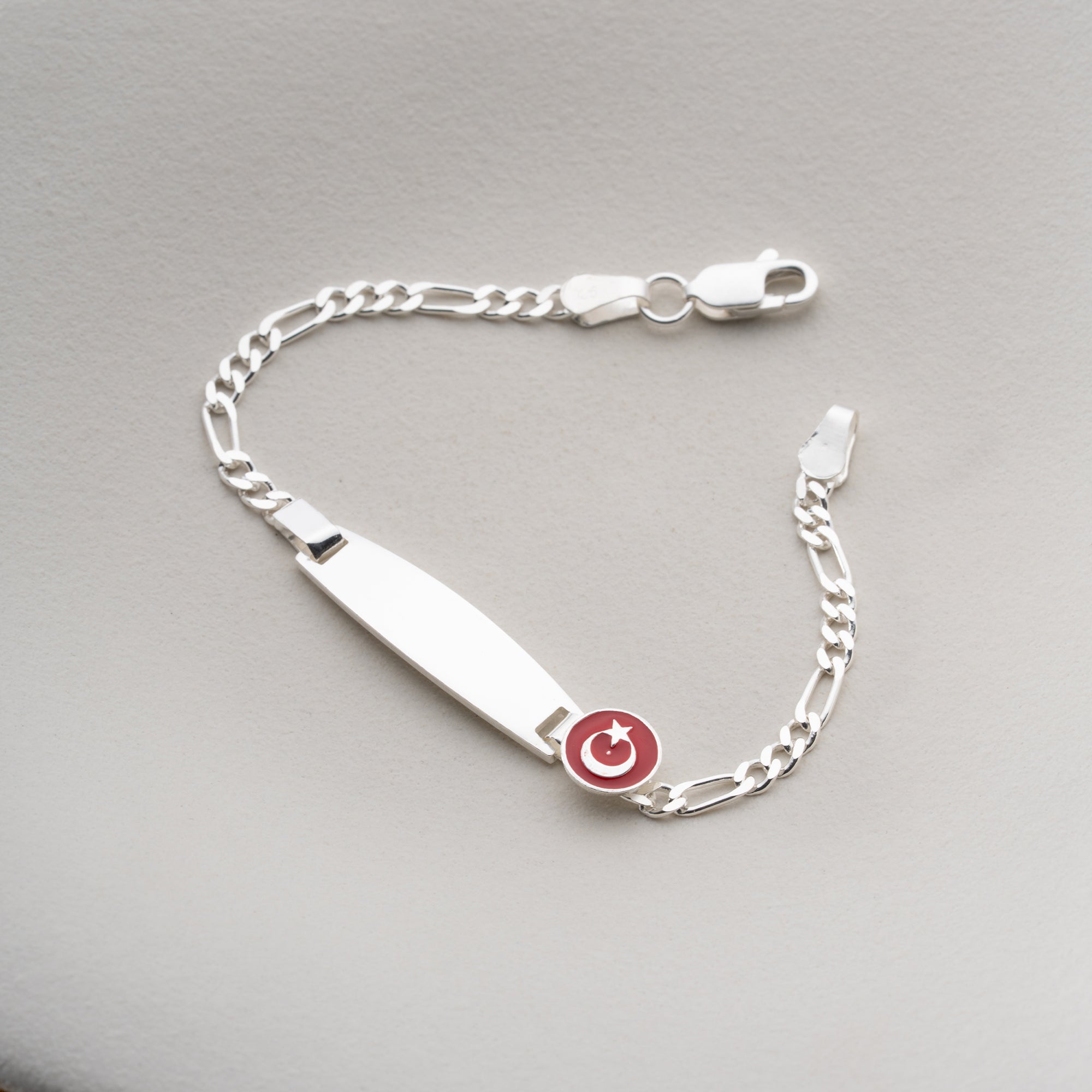 MOND-UND-STERN TÜRKISCHE FLAGGE KINDER ARMBAND | 925 SILBER