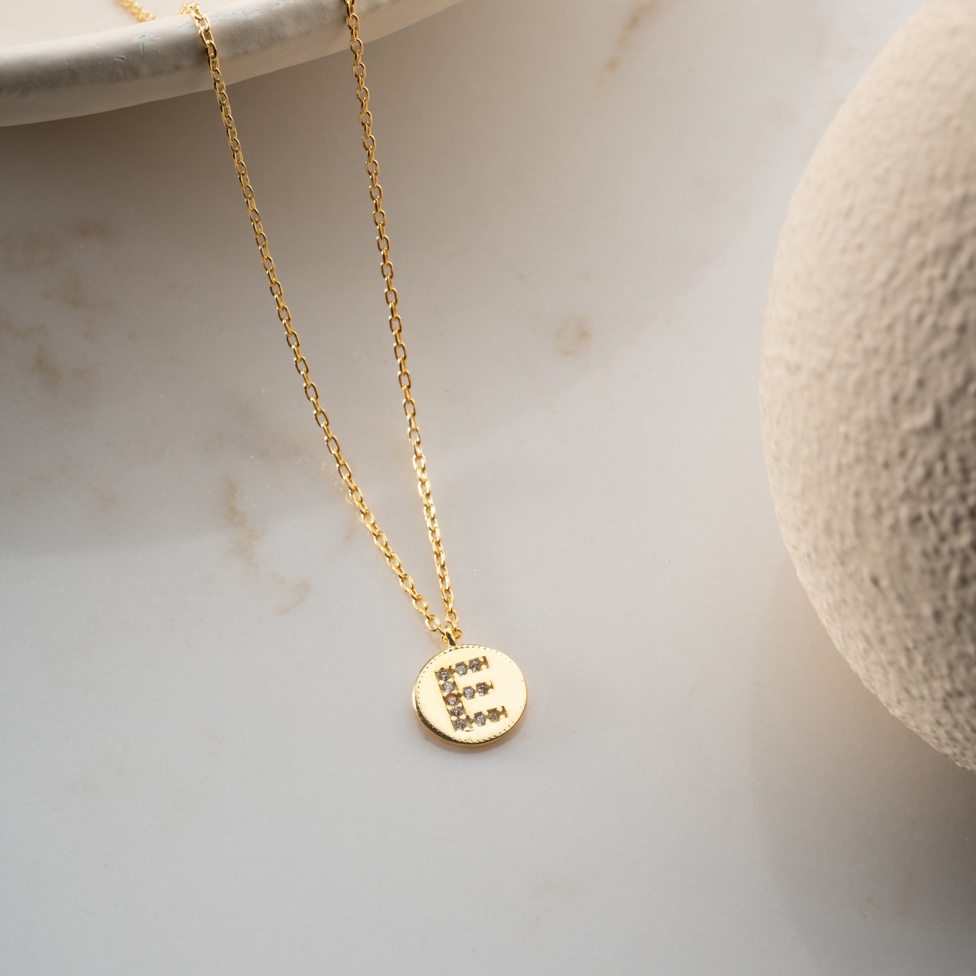 ZIRKONIA PLÄTTCHEN BUCHSTABEN HALSKETTE | 925 SILBER