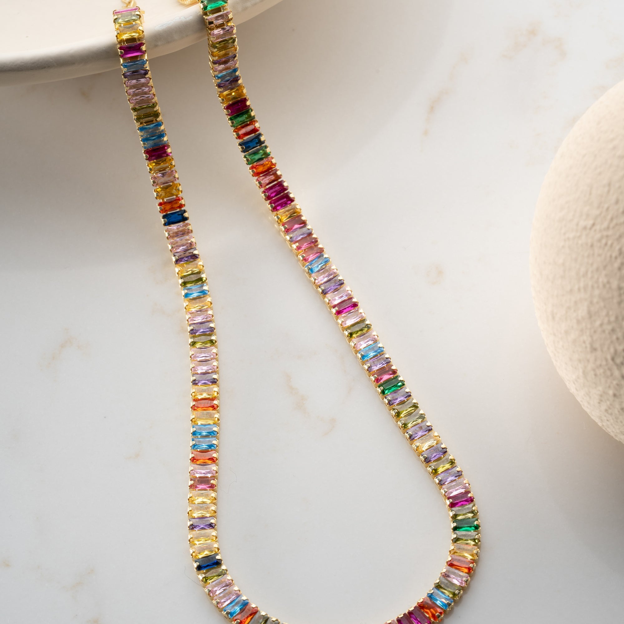 COLORFULL BAGEUTTE HALSKETTE | 925 SILBER