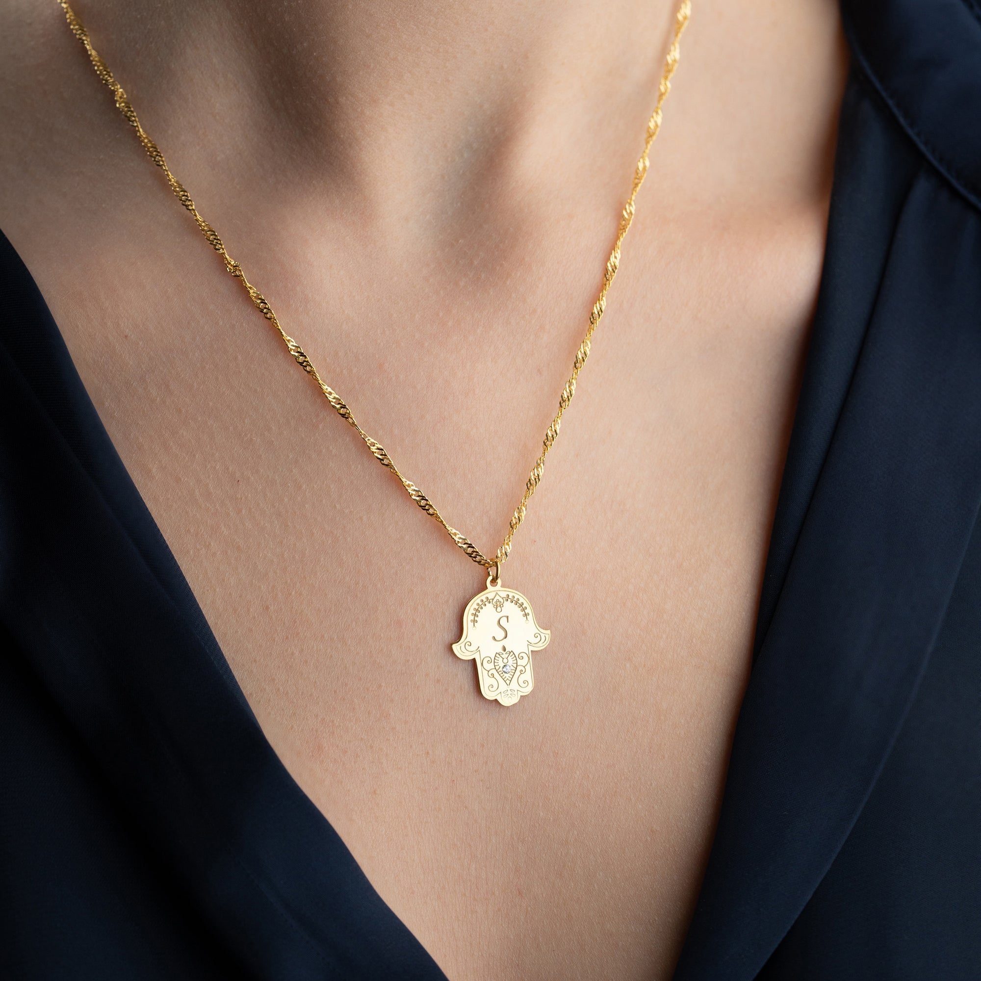 FATIMAS HAND MIT WUNSCHBUCHSTABE | 925 SILBER