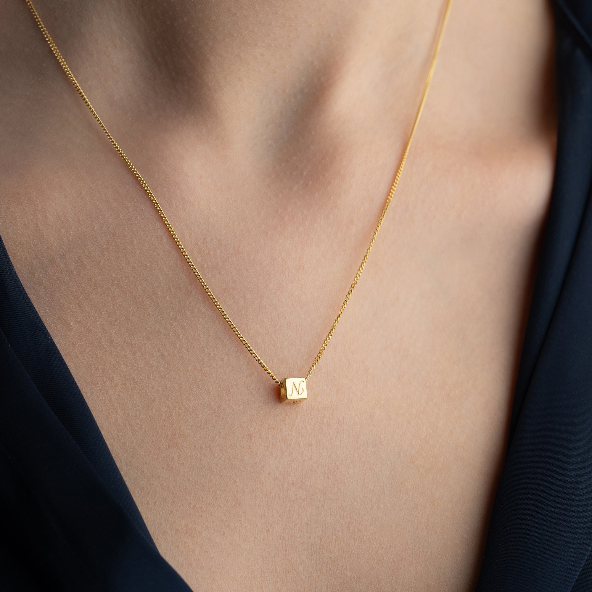 WÜRFEL BUCHSTABEN HALSKETTE | 925 SILBER