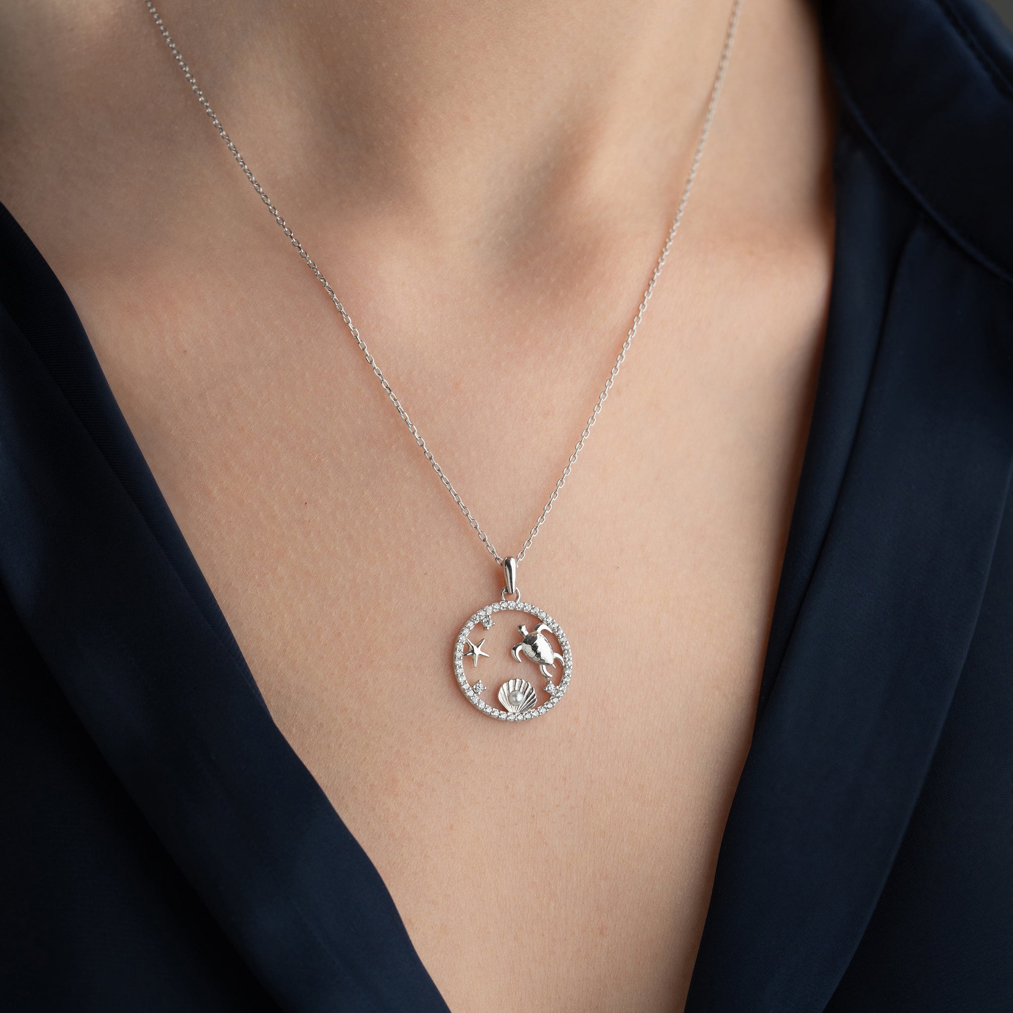 PEARL STRASS HALSKETTE | 925 SILBER