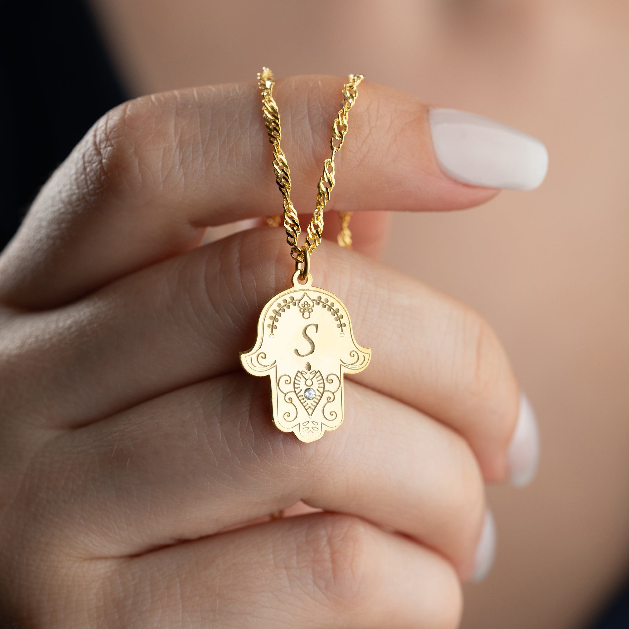 FATIMAS HAND MIT WUNSCHBUCHSTABE | 925 SILBER