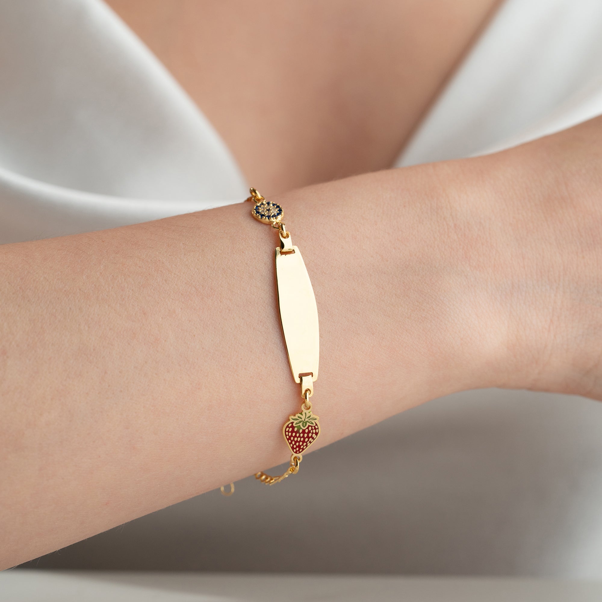 ERDBEER NAZAR KINDER ARMBAND | 925 SILBER