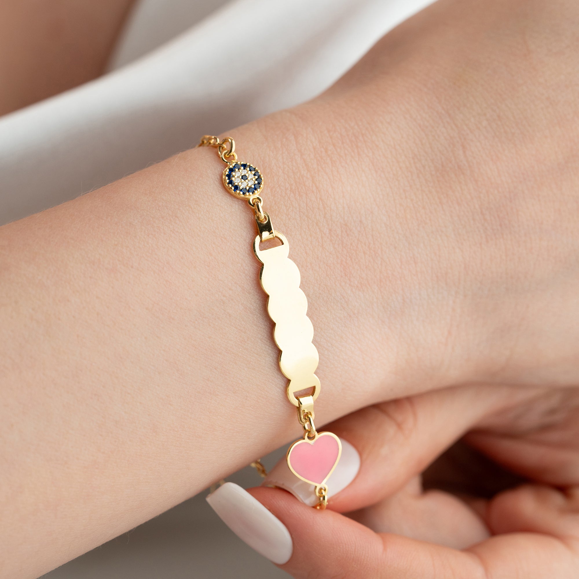 ROSE HERZ KINDER ARMBAND | 925 SILBER