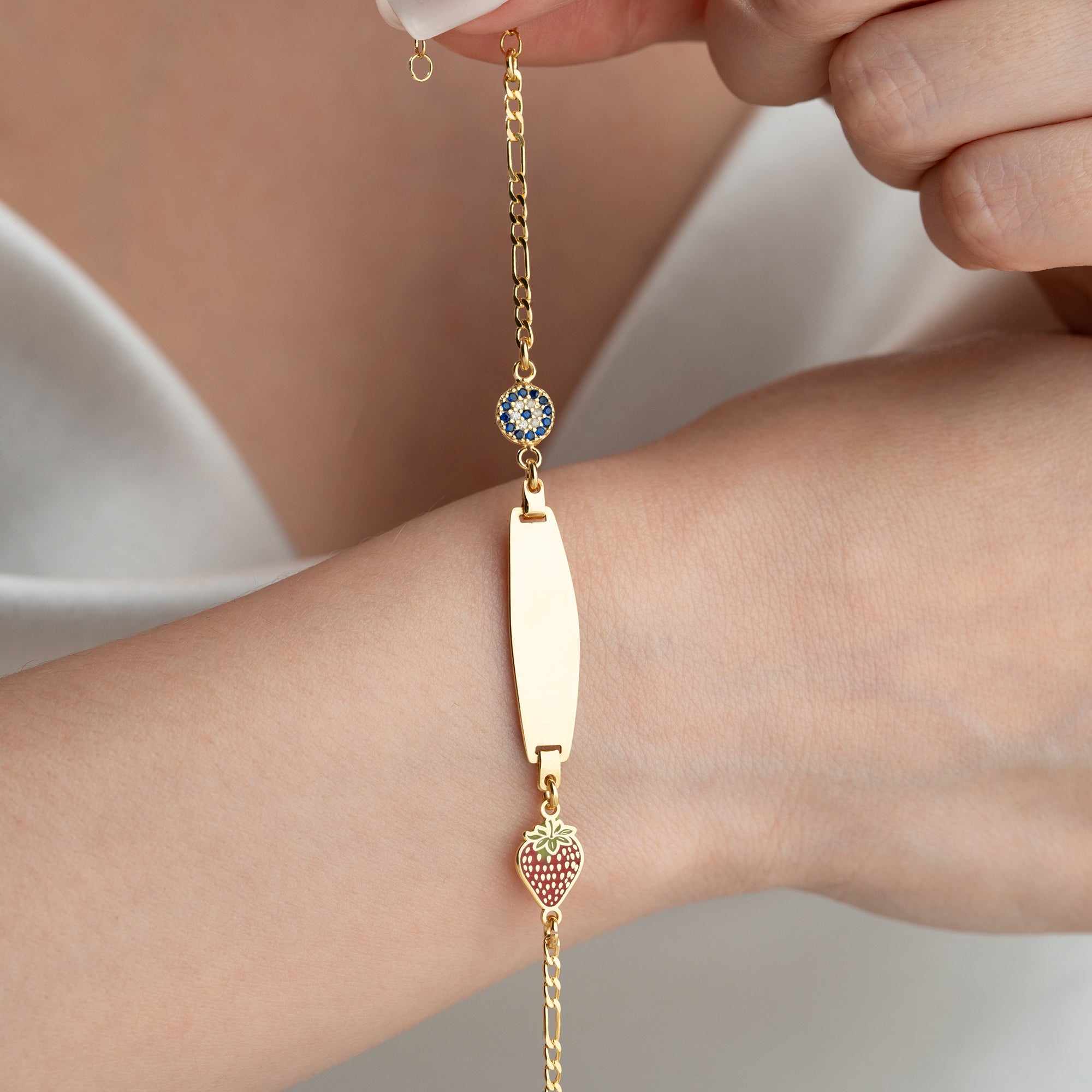 ERDBEER NAZAR KINDER ARMBAND | 925 SILBER