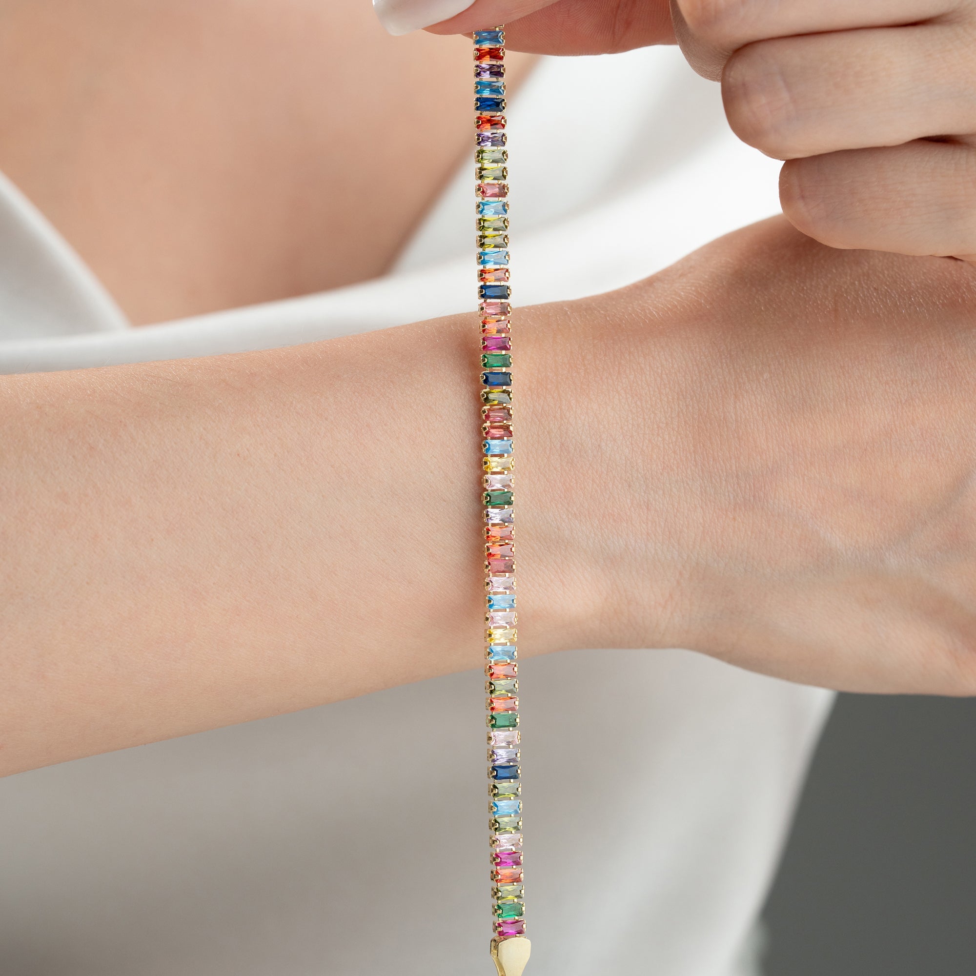 COLORFULL BAGUETTE ARMBAND | 925 SILBER