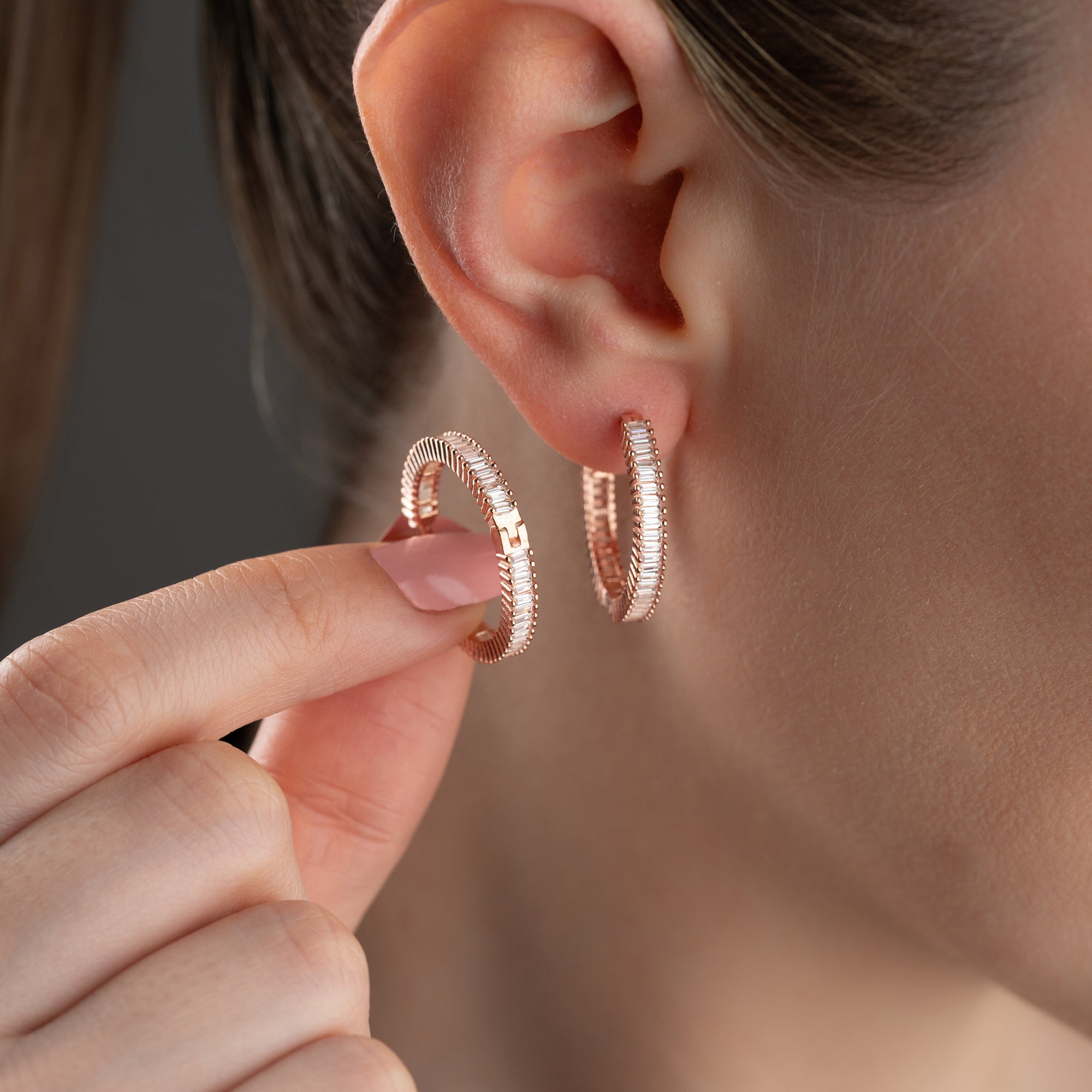 BIG MINI BAGUETTE OHRRINGE | 925 SILBER