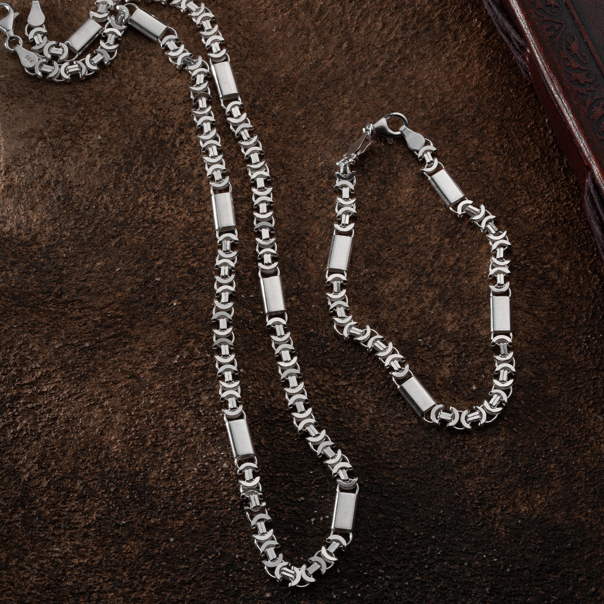 PLATTENKÖNIGSKETTE FLACH SET 6 MM | 925 SILBER.