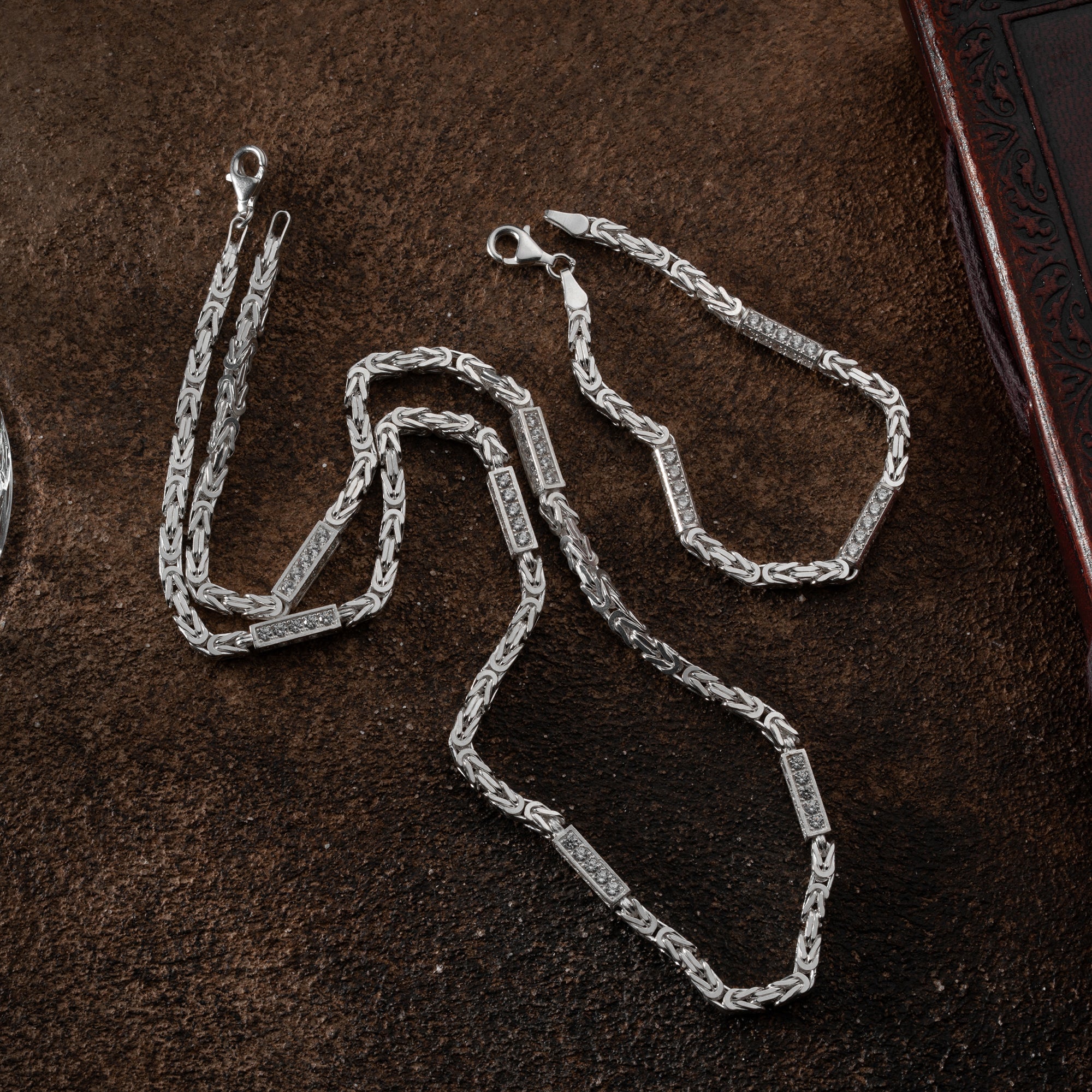 KÖNIGSKETTE MIT STRASSSTEIN 4 mm SET | 925 SILBER.