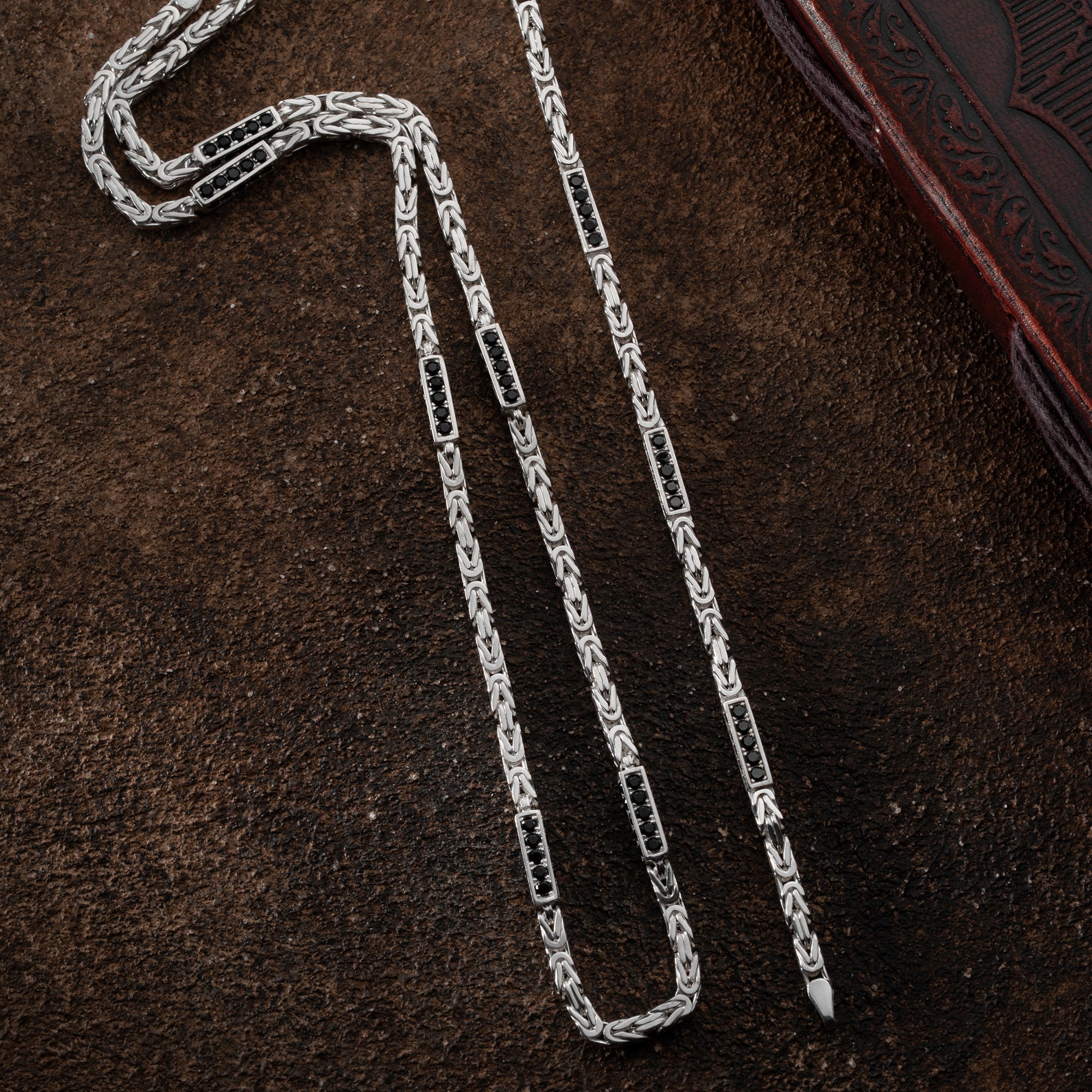 KÖNIGSKETTE BLACK STRASS SET 4mm | 925 SILBER.