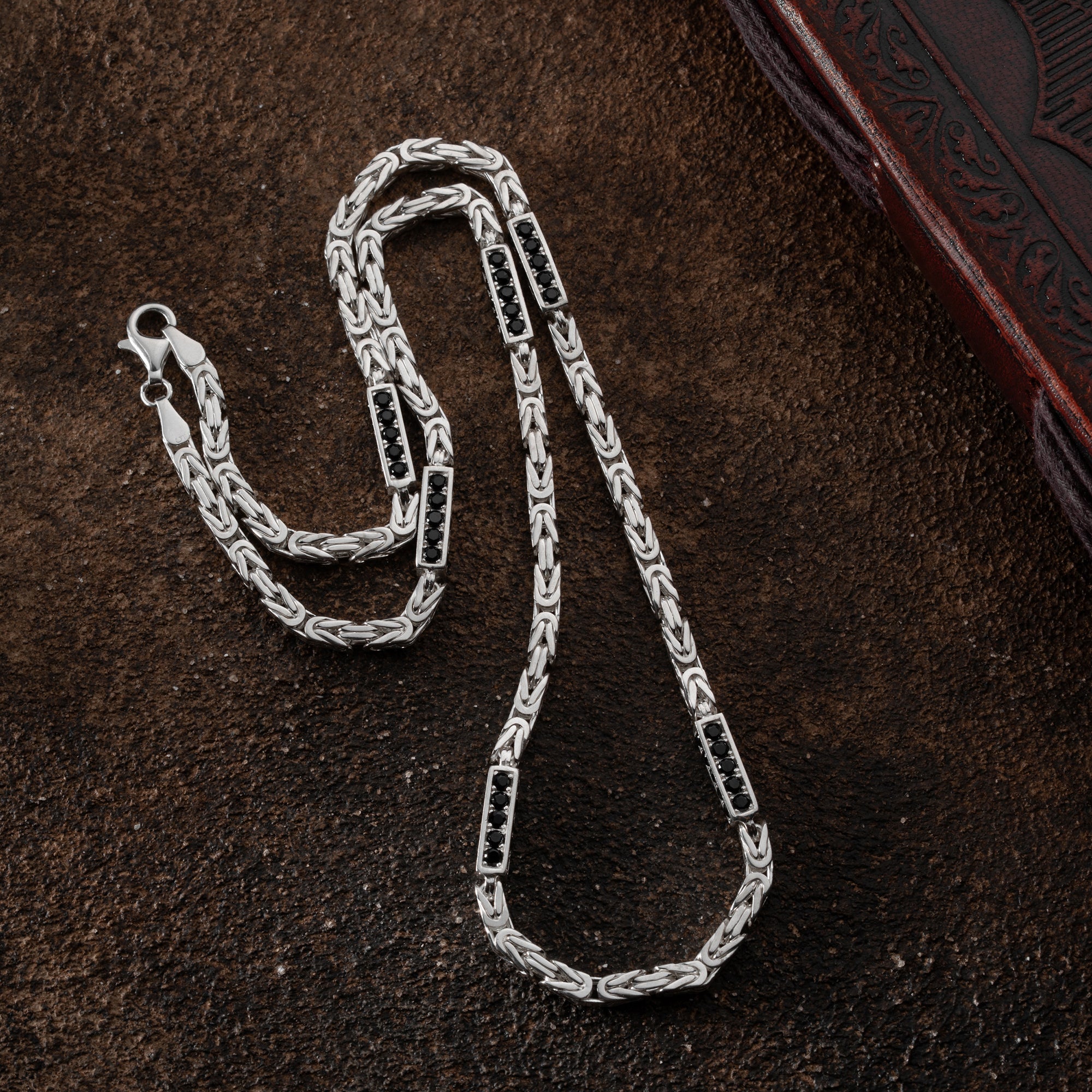 KÖNIGSKETTE BLACK STRASS 4mm | 925 SILBER.