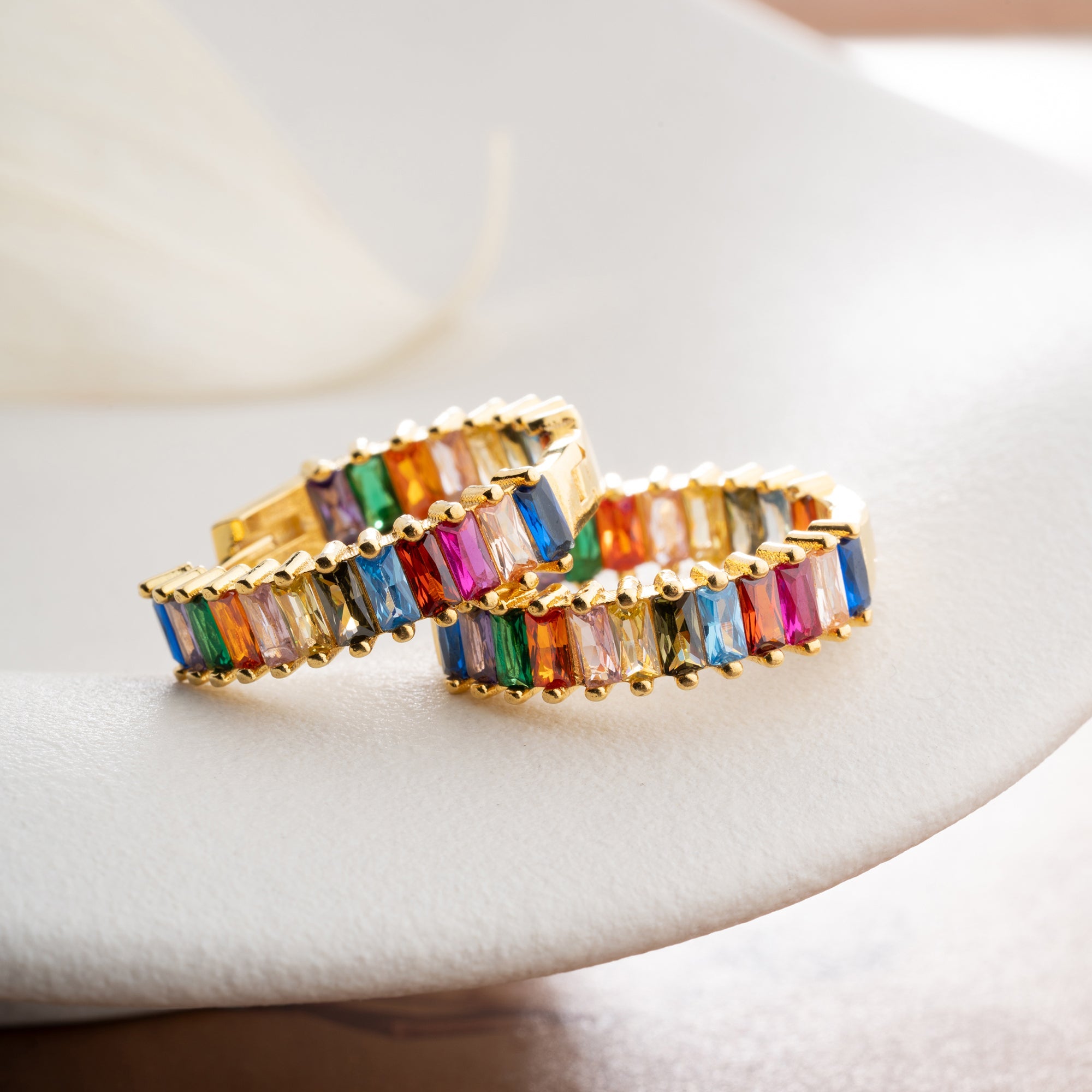 BAGUETTE COLORFULL CREOLEN OHRRING | 925 SILBER