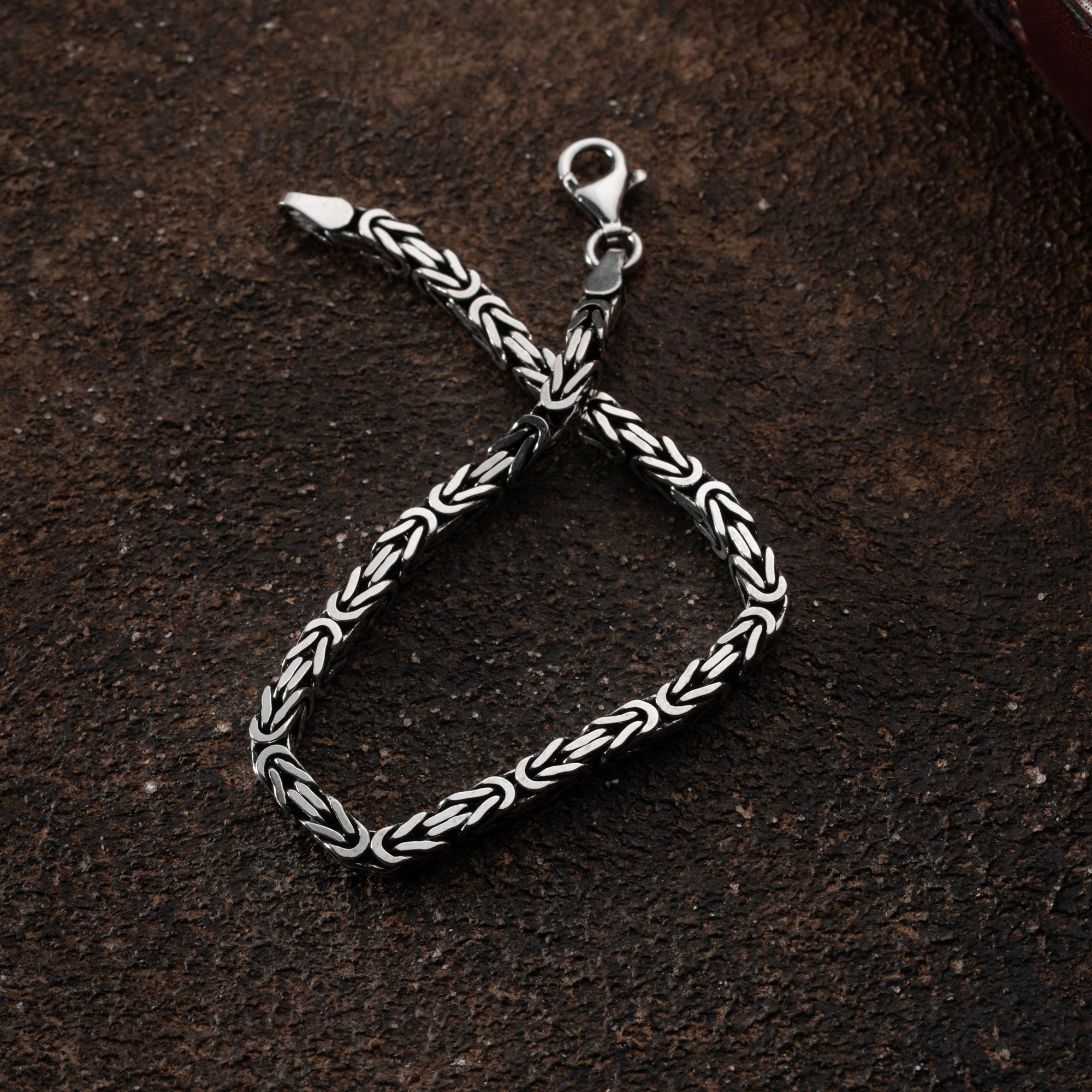 KÖNIGSARMBAND VIERKANT OXIDIERT 5MM | 925 SILBER.